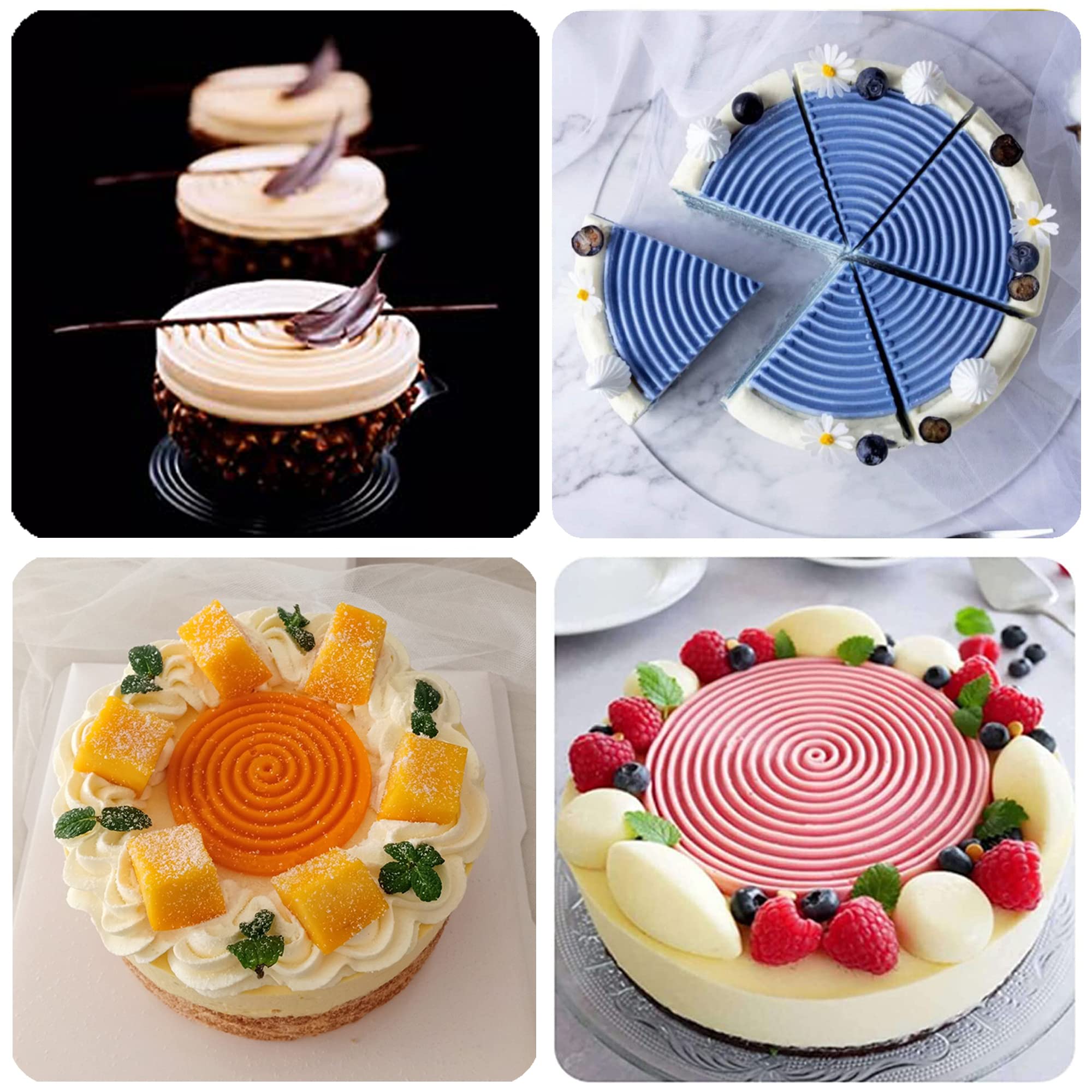 6-Piece 3D Spiral & Flat Silicone Baking Molds Set for Cakes, Muffins, Bread & Fruit - Perfect for Home Baking, Party Desserts & DIY Treats