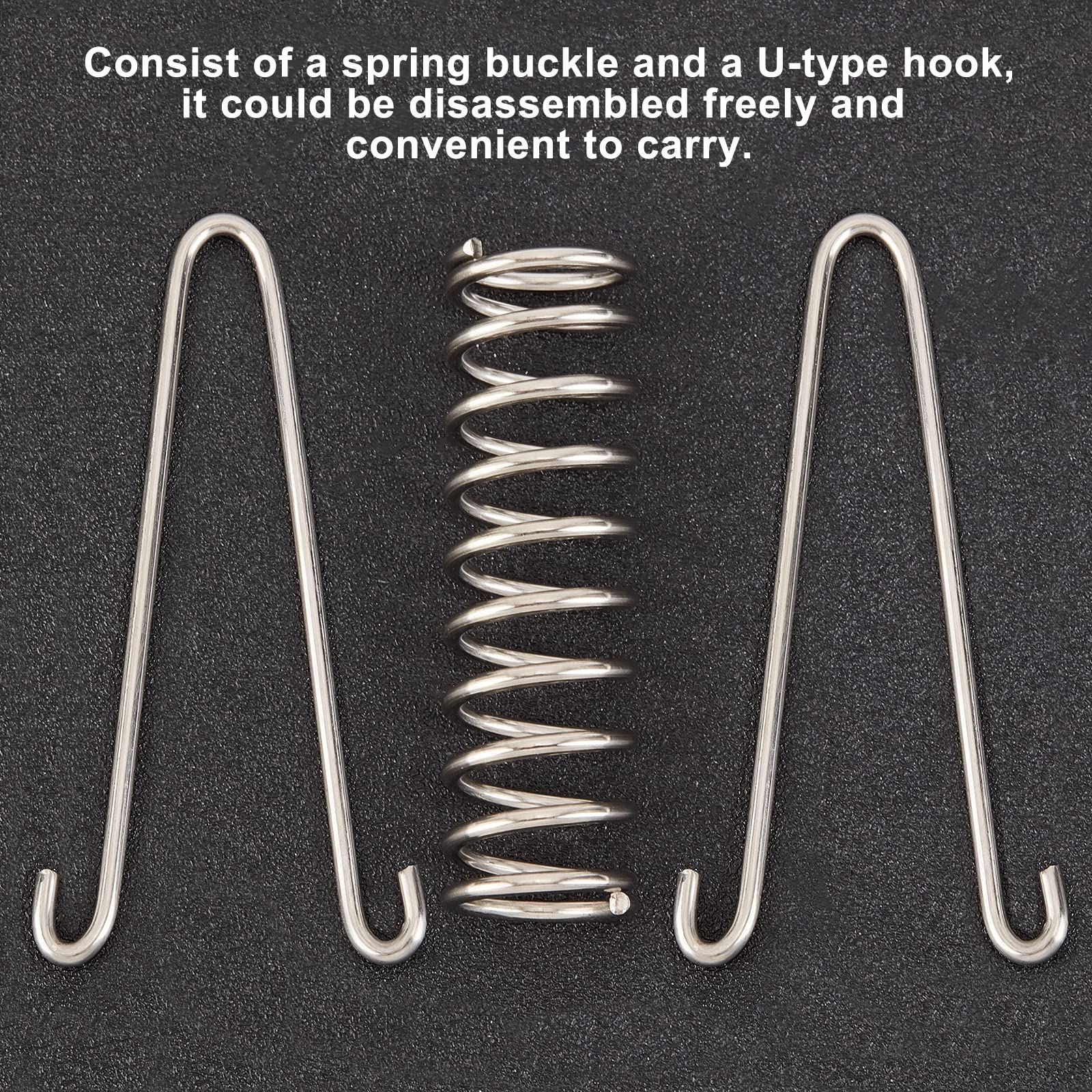 SUPERFINDINGS 6Pcs Stainless Steel Tent Spring Buckle Set - 3 Sizes for Camping Tents, Tarps, Awnings & Wire Racks | Heavy Duty Swing Spring Tensioner for Secure Rope Fastening | Perfect for Outdoor Adventures, Backpacking & RV Camping