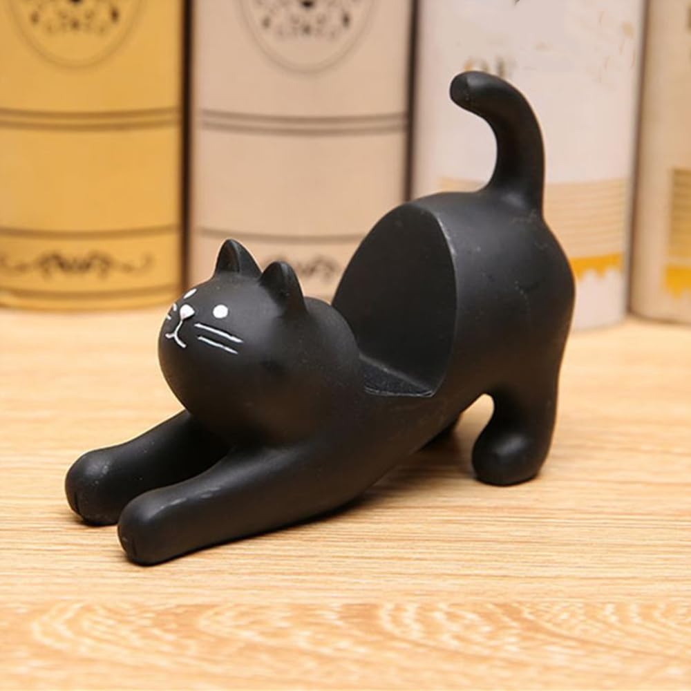 Leadigol Mini Cat Shape Resin Phone Stand - 3D Cartoon Animal Desk Accessory for iPhone & Android | Portable Desktop Organizer & Cute Home Decor | Perfect for Office, Bedroom, and Gift Giving