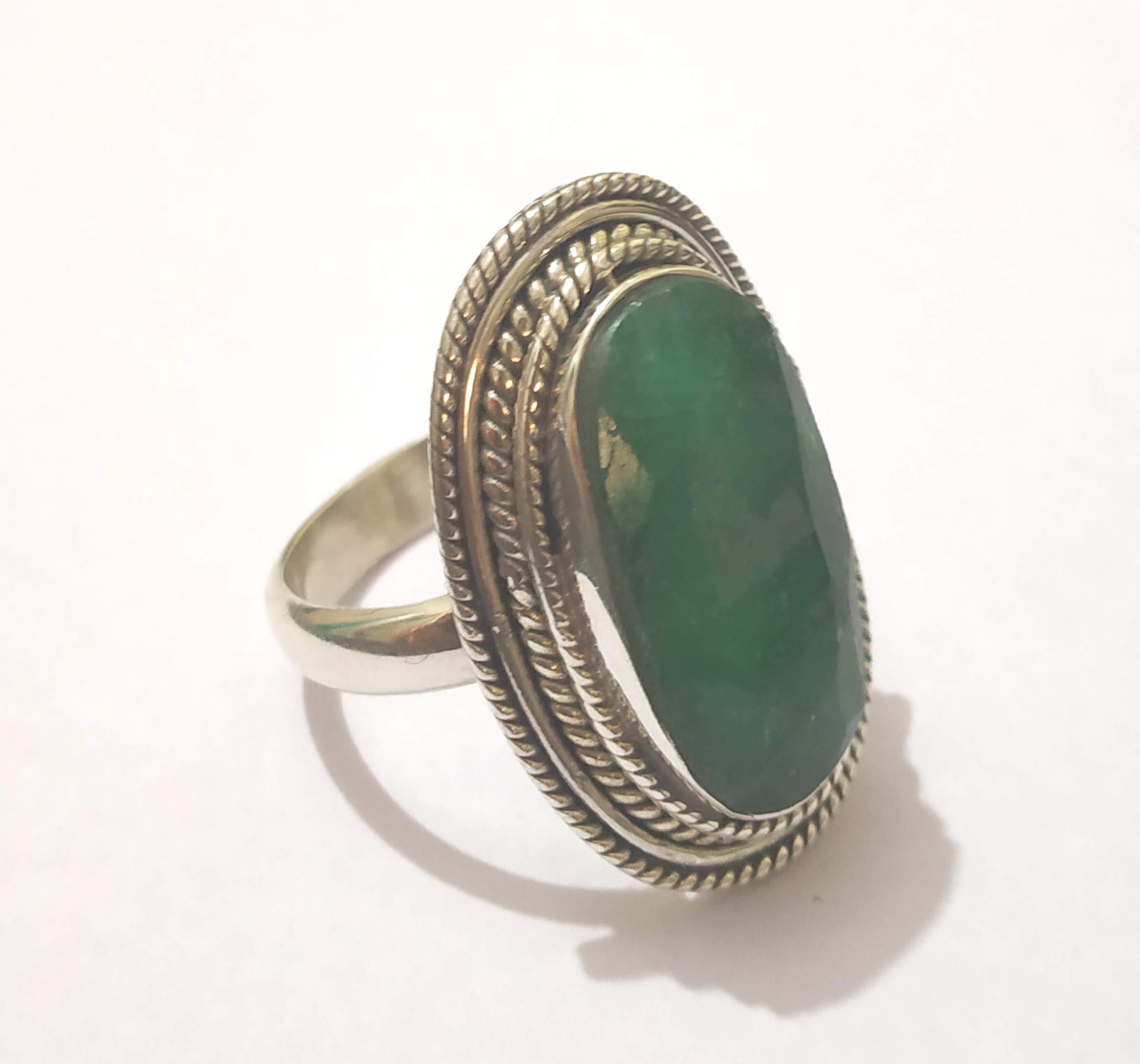 Emerald Ring Sterling Silver - May Birthstone Statement Ring for Women, Boho Engagement & Promise Ring, Art Deco Bridesmaid Gift - Perfect for Weddings, Anniversaries & Special Occasions