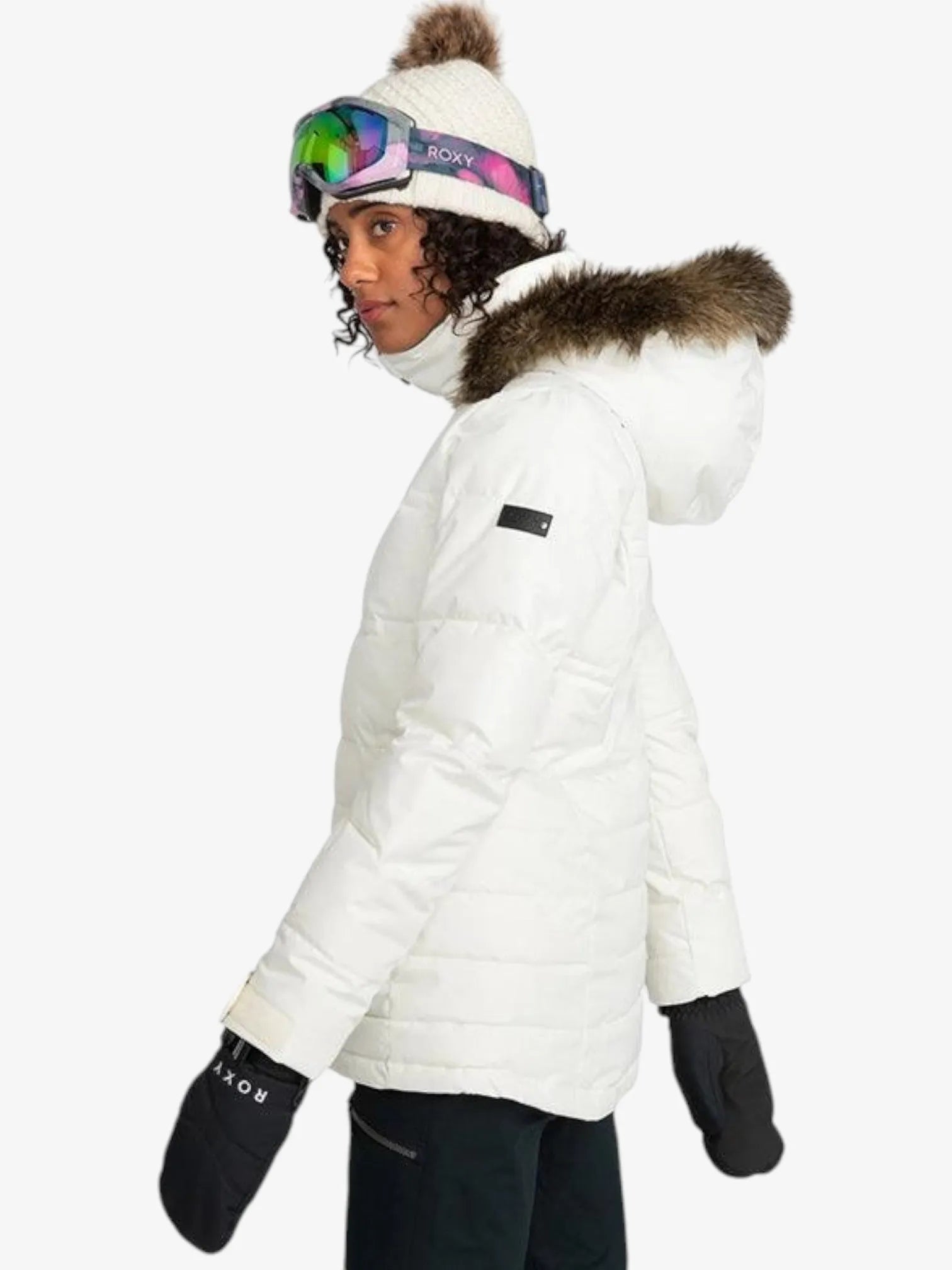 ROXY Snow Quinn White Winter Jacket - Waterproof & Warm Snowboard Coat for Women | Perfect for Skiing, Snowboarding & Outdoor Winter Adventures