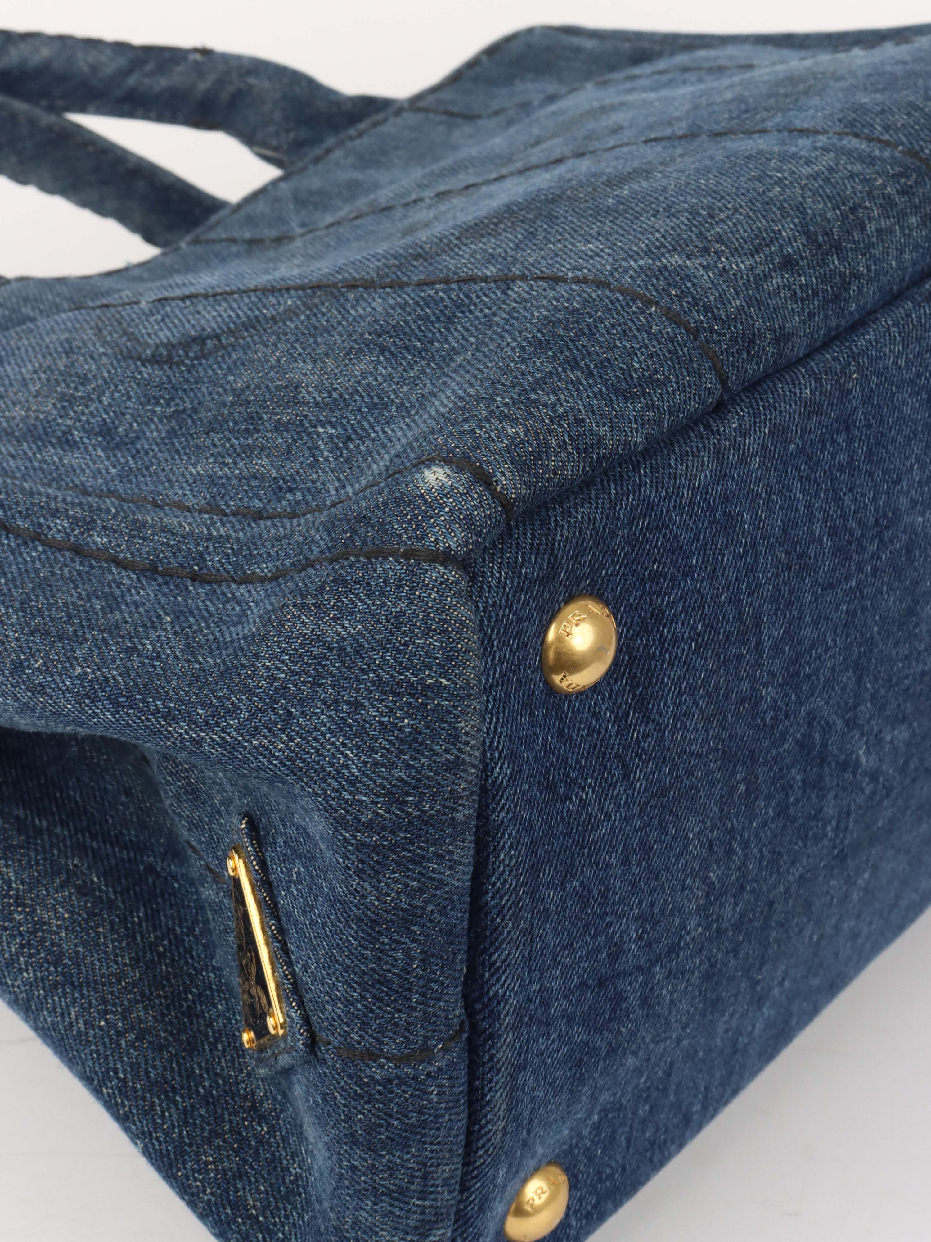 Prada Small Canapa Denim Tote Bag - Stylish Designer Handbag for Women | Perfect for Work, Travel & Everyday Use