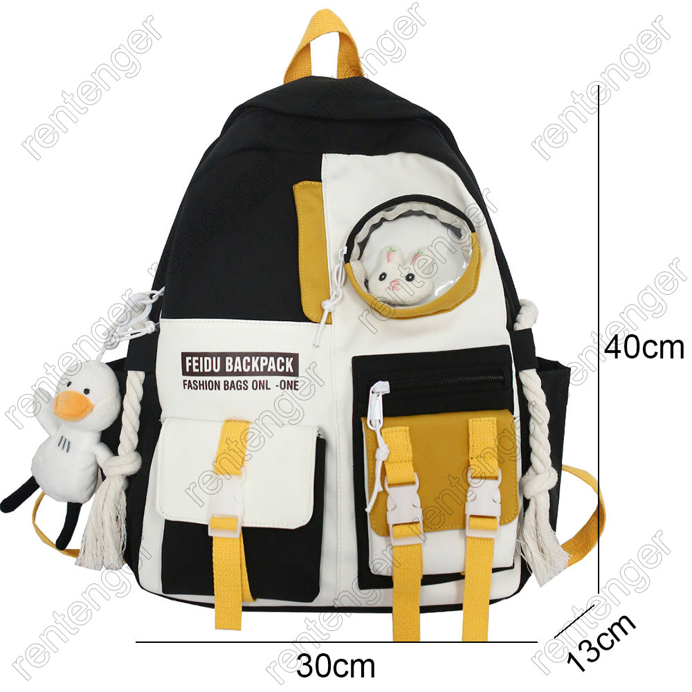 Stylish Waterproof Nylon Backpack for Women - Kawaii Harajuku Fashion School Bag, Cute College Student Bookbag for Girls | Perfect for School, Travel & Daily Use