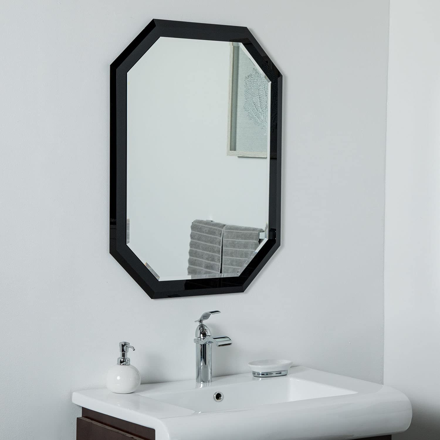 Silver ADA Frameless Bathroom Wall Mirror - Modern Round Vanity Mirror for Bathroom Decor, Bedroom & Makeup Area