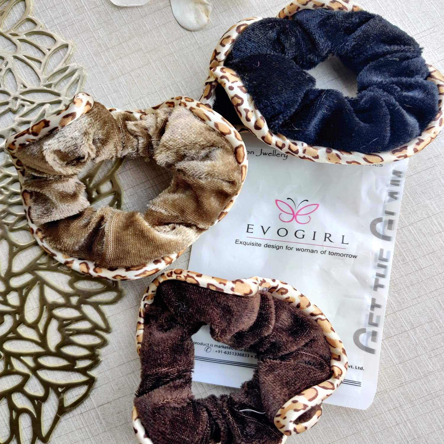 Evogirl Velvet & Satin Scrunchies for Women - Soft Elastic Hair Ties & Hair Bands - Perfect for Workouts, Office, and Everyday Styling