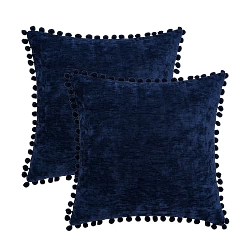 Navy Blue With Pom Poms