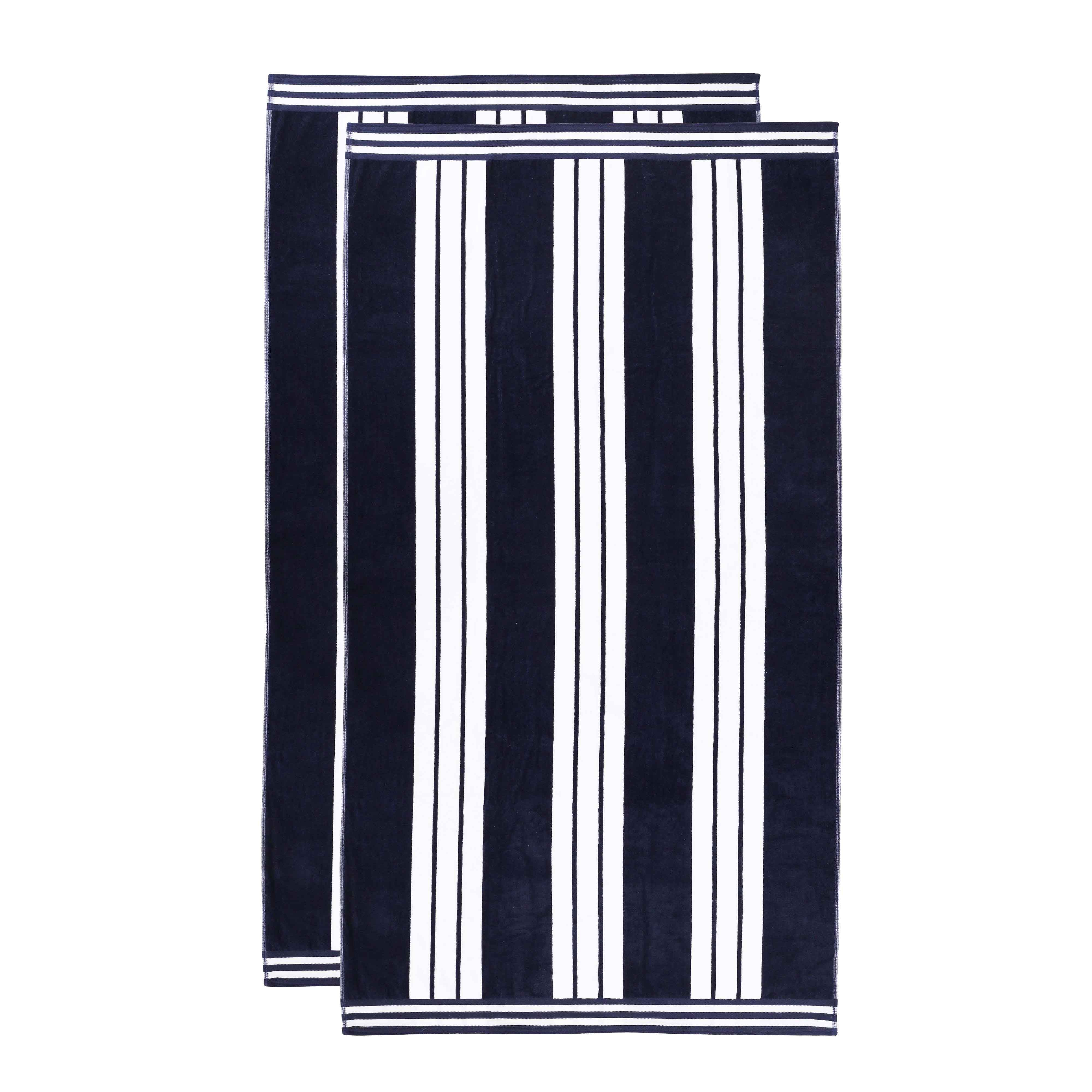 Premium Oversized Cabana Striped Cotton Beach Towel Set - 2, 4, or 6 Pack - Soft Quick-Dry Bath Towels for Pool, Beach, Vacation & Spa Days