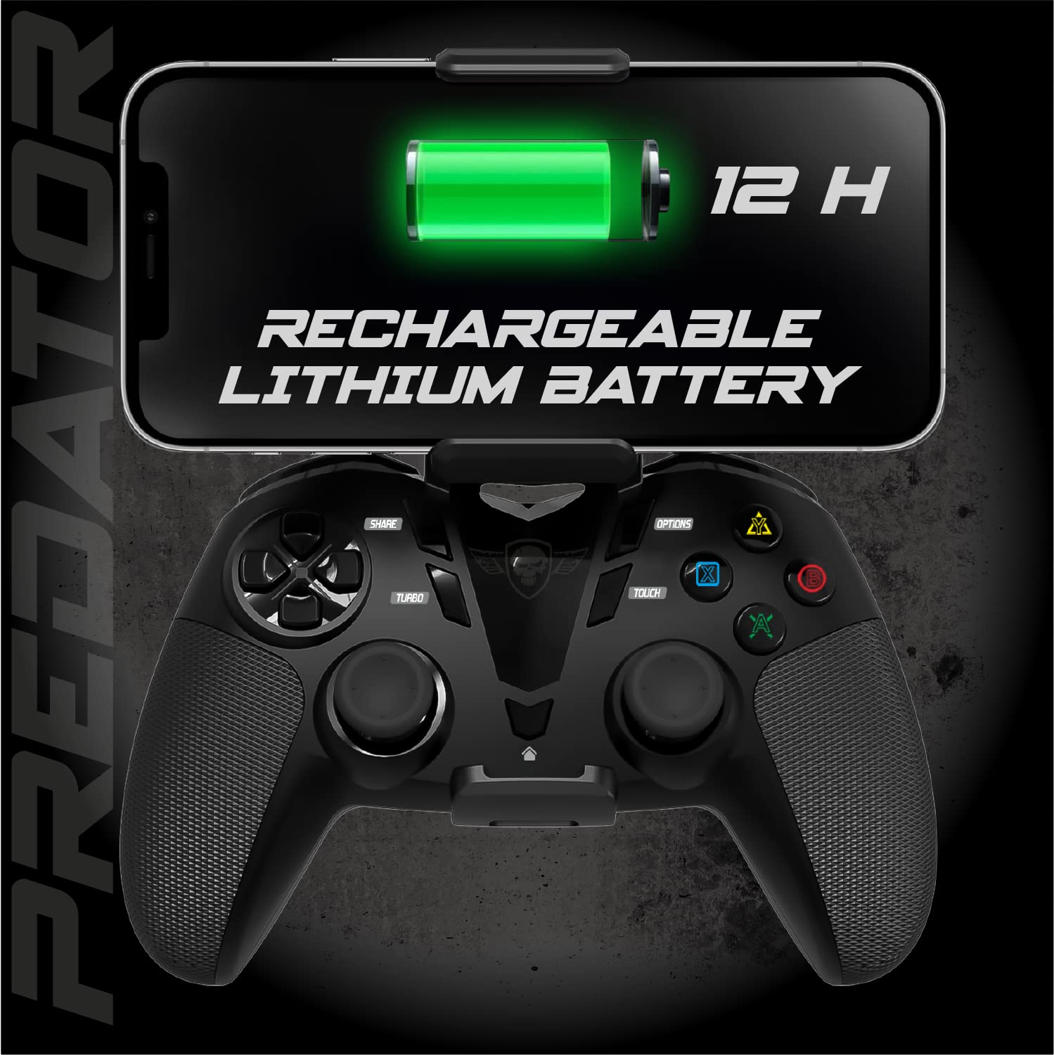Programmable Bluetooth Game Controller for Android & iPhone with Smartphone Holder - Compatible with iOS, Apple TV, PS4, PS3, PC Gaming - Play Fortnite & Call of Duty Mobile - Perfect for Mobile Gaming & Cloud Streaming