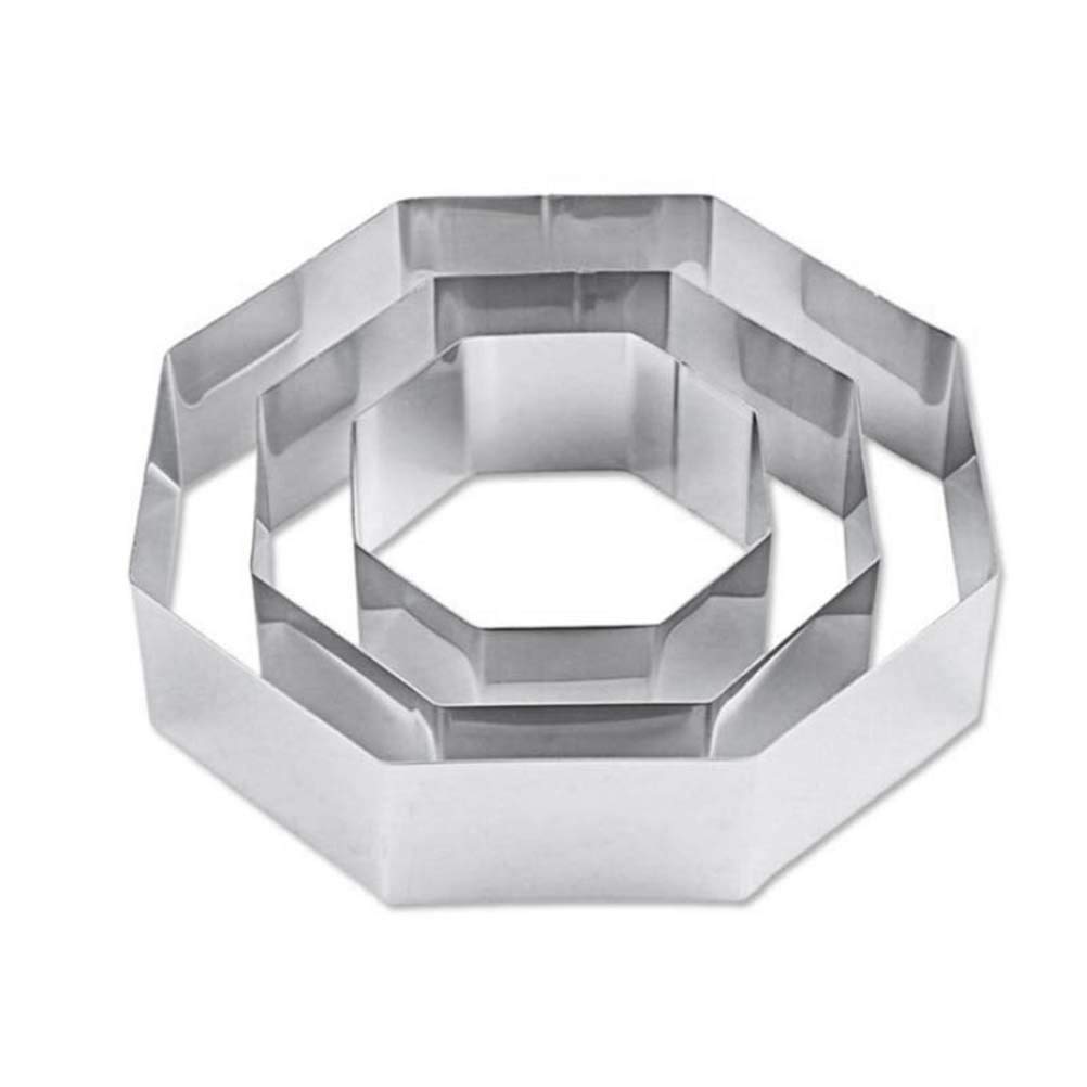 Yardwe 3-Piece Stainless Steel Polygon Cake Baking Mold Set - DIY Cake Molds for Home Baking, Wedding, Birthday & Party Dessert Making - Durable & Practical Bakeware for Professional & Home Use