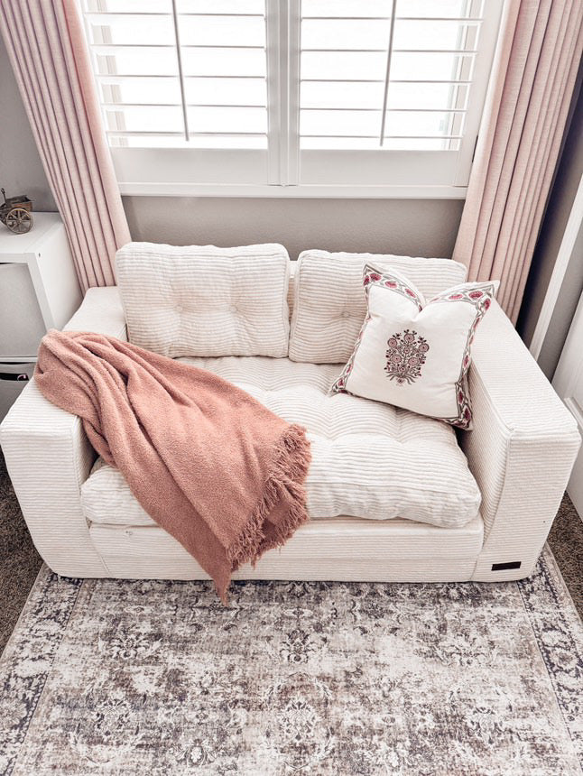 MAXYOYO Convertible Sofa Bed - Foldable Floor Couch with Pillows in Beige | Space-Saving Furniture for Small Apartments, Guest Rooms & Living Rooms