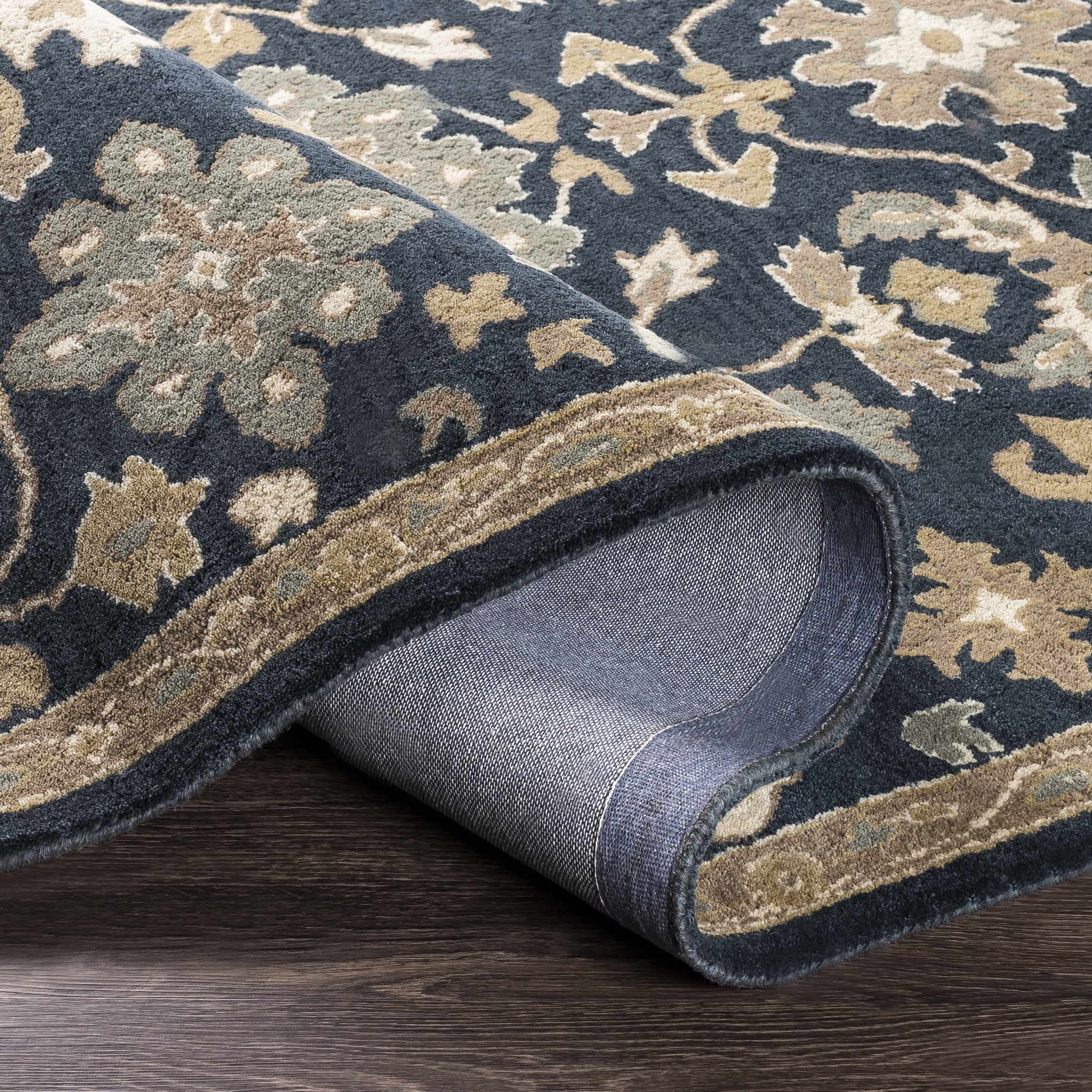 Hauteloom Hazen Wool Area Rug - Traditional Brown, Green, Beige 4' Round - Soft Living Room & Bedroom Rug - Perfect for Cozy Home Decor, Family Gatherings & Relaxing Spaces