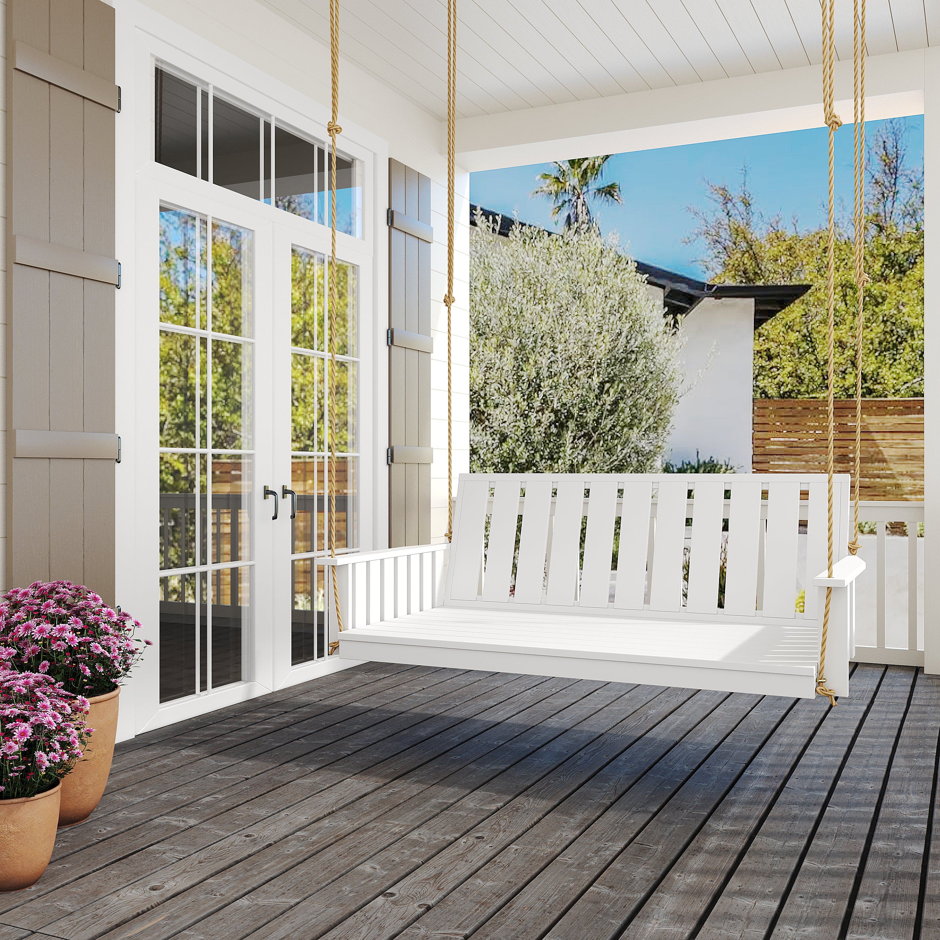 Keystone Amish Co. Twin Weston Porch Swing Bed - Caribbean Blue Paint - Perfect for Outdoor Relaxation & Backyard Lounging