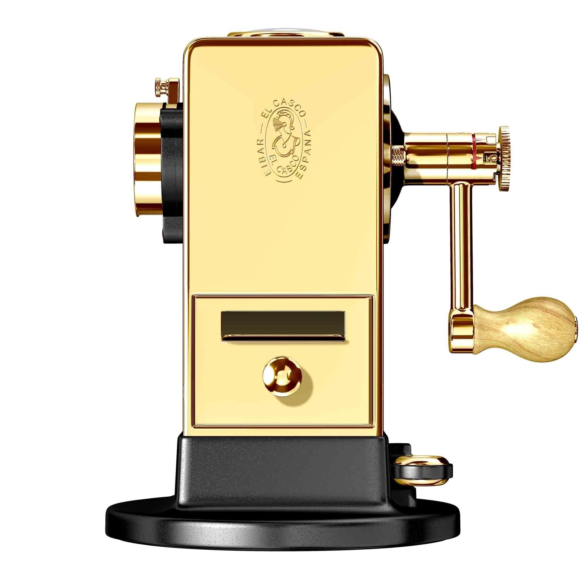 Premium Gold & Black El Casco Desk Pencil Sharpener - Elegant Office & School Stationery for Artists, Students & Professionals