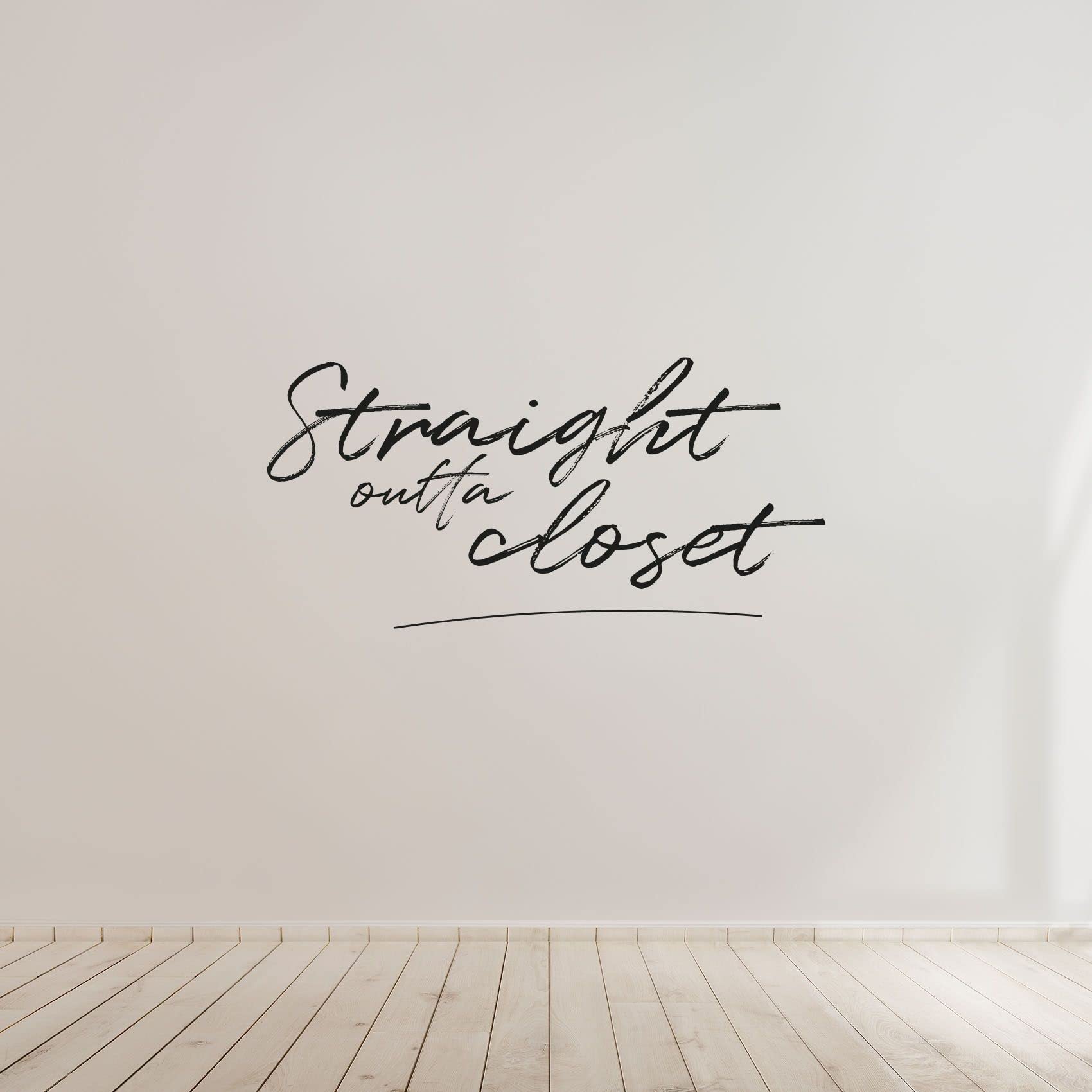 Straight Outta Closet - 14x20 Inch Vinyl Wall Decal Stickers for Wardrobe & Closet Organization | Funny Closet Labels, Quotes & Dresser Art | Perfect for Bedroom, Dressing Room & Home Decor