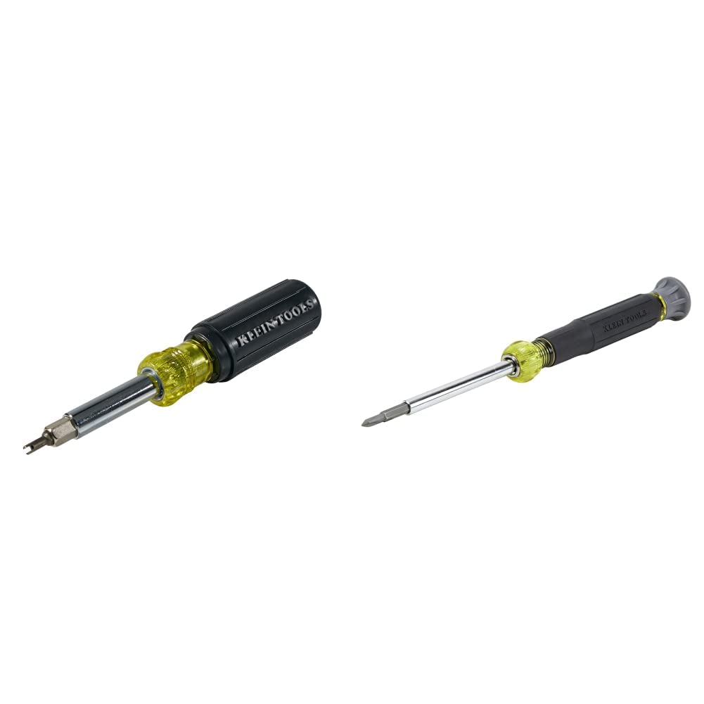 Klein Tools 32527 11-in-1 Multi-Bit Screwdriver & Nut Driver Set with Phillips Bits + 32581 4-in-1 Precision Electronics Screwdriver Kit - Perfect for DIY Home Repairs, Electrical Work, and Electronics Maintenance