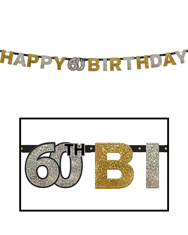 60th Birthday Banner - Sparkling Celebration Decorations for Parties, Anniversaries & Special Events - Perfect for Milestone Birthdays & Festive Gatherings