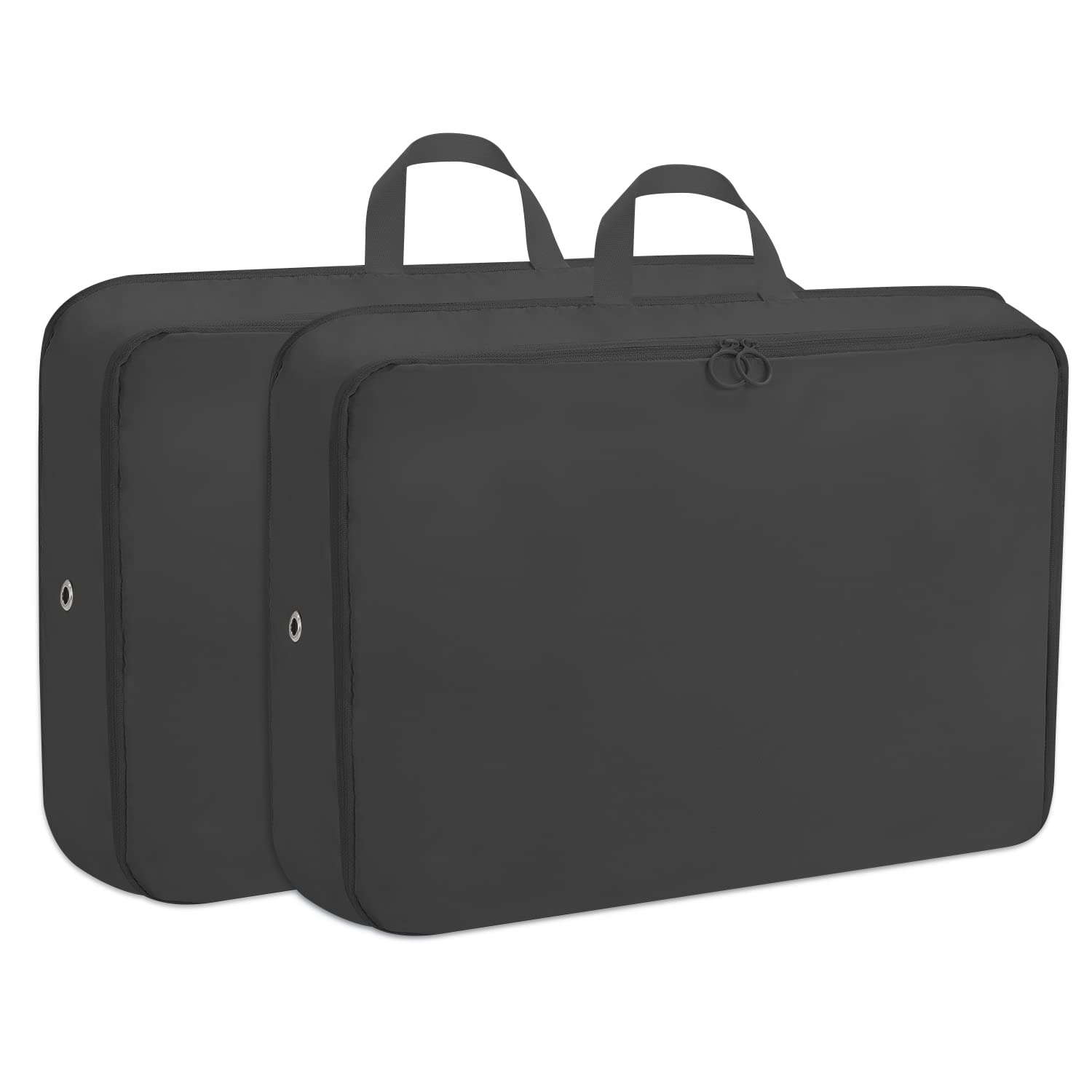 Extra Large Compression Packing Cubes for Travel - 2 Pack Expandable Storage Bags, Luggage Organizers for Suitcases & Backpacks (Black) - Perfect for Weekend Getaways & Business Trips
