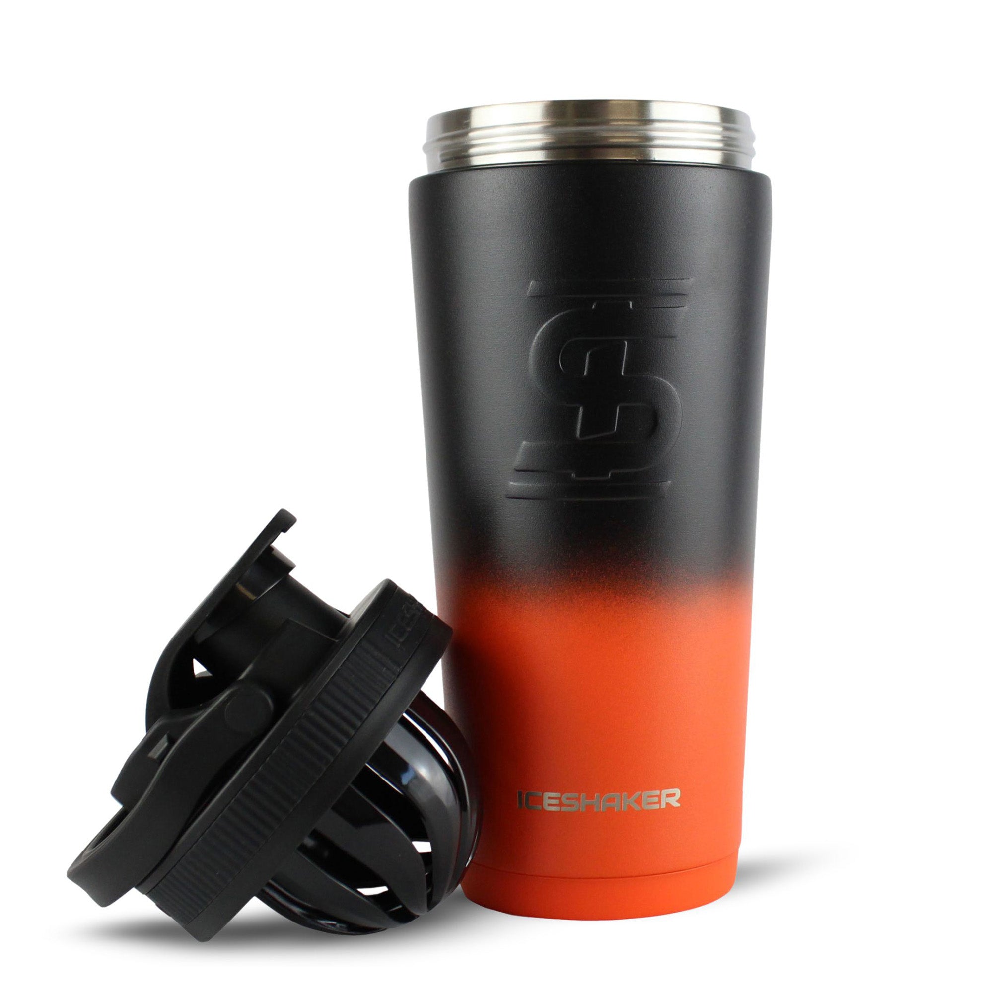 26oz Insulated Ice Shaker Bottle - Orange Black Ombre Gradient for Gym, Workout & Protein Drinks | Leakproof & BPA Free | Perfect for Fitness, Bodybuilding & Post-Workout Recovery