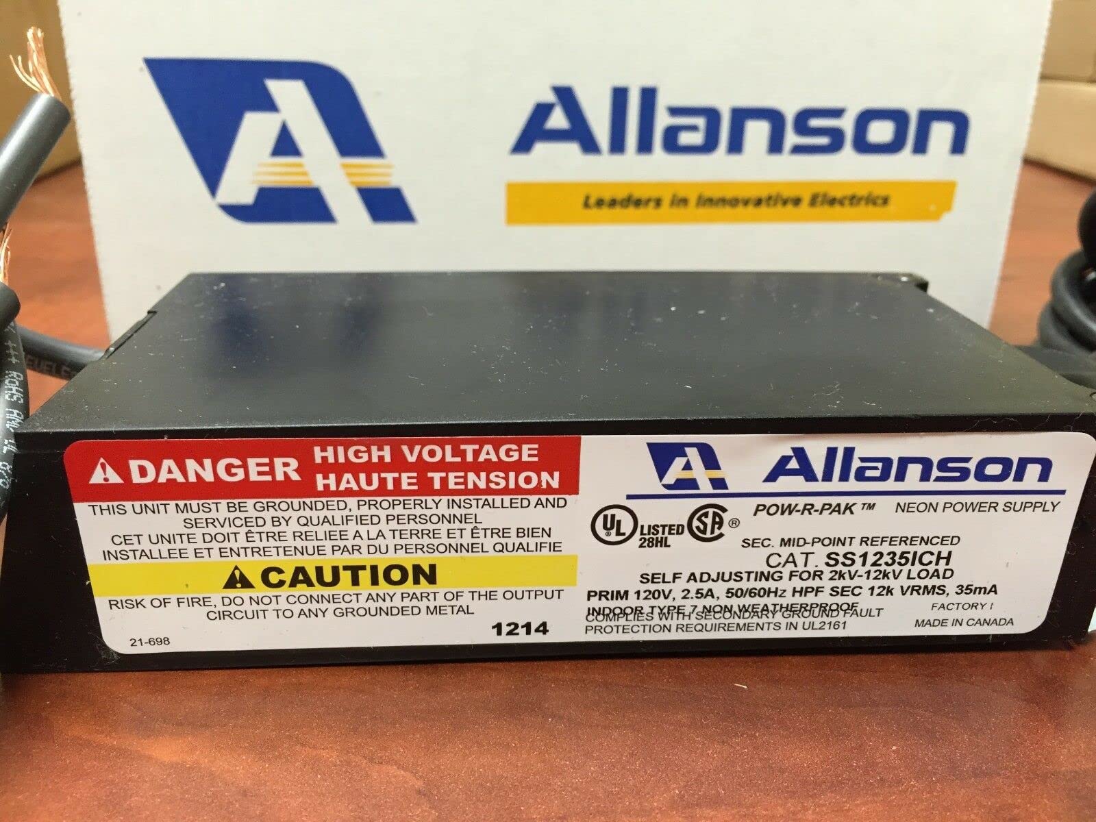 Allanson SS1235ICH 35mA 12000V Neon Transformer Power Supply - High Voltage Sign Lighting for Business & Home Decor