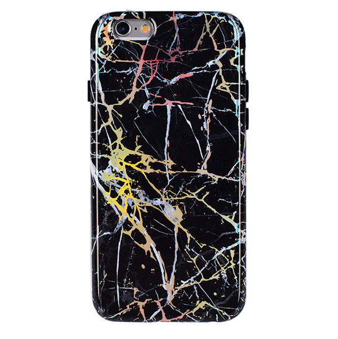 Holo Black Marble iPhone Case - Premium Protective Cover with Glitter & Shimmer | Trendy Phone Case for iPhone 13/14/15 Pro Max | Perfect for Everyday Use, Parties & Gifting