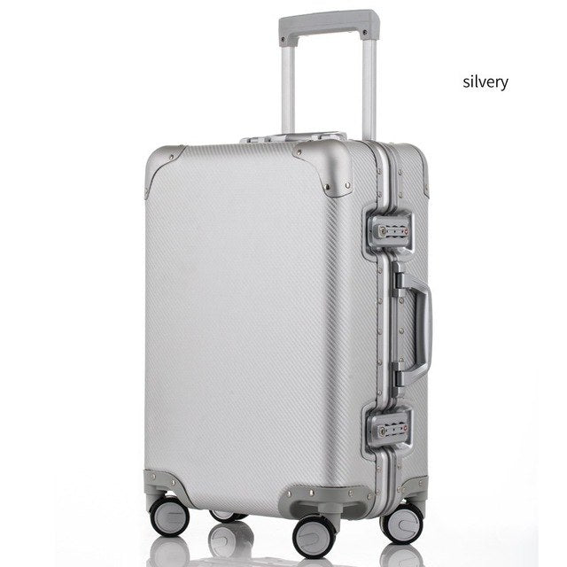 Premium 20 Inch Aluminum Alloy Rolling Luggage Spinner Suitcase with 360° Wheels - Durable Business Carry-On for Men | Perfect for Air Travel, Business Trips & Weekend Getaways