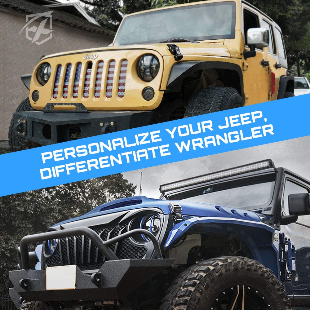 Xprite Aluminum Hood Latches with U.S. Flag - Adjustable Hood Latch Catches Kit for 2007-2025 Jeep Wrangler JK JKU JL JLU & 2020+ Gladiator JT - Heavy Duty Off-Road Accessories for Adventure & Trail Riding