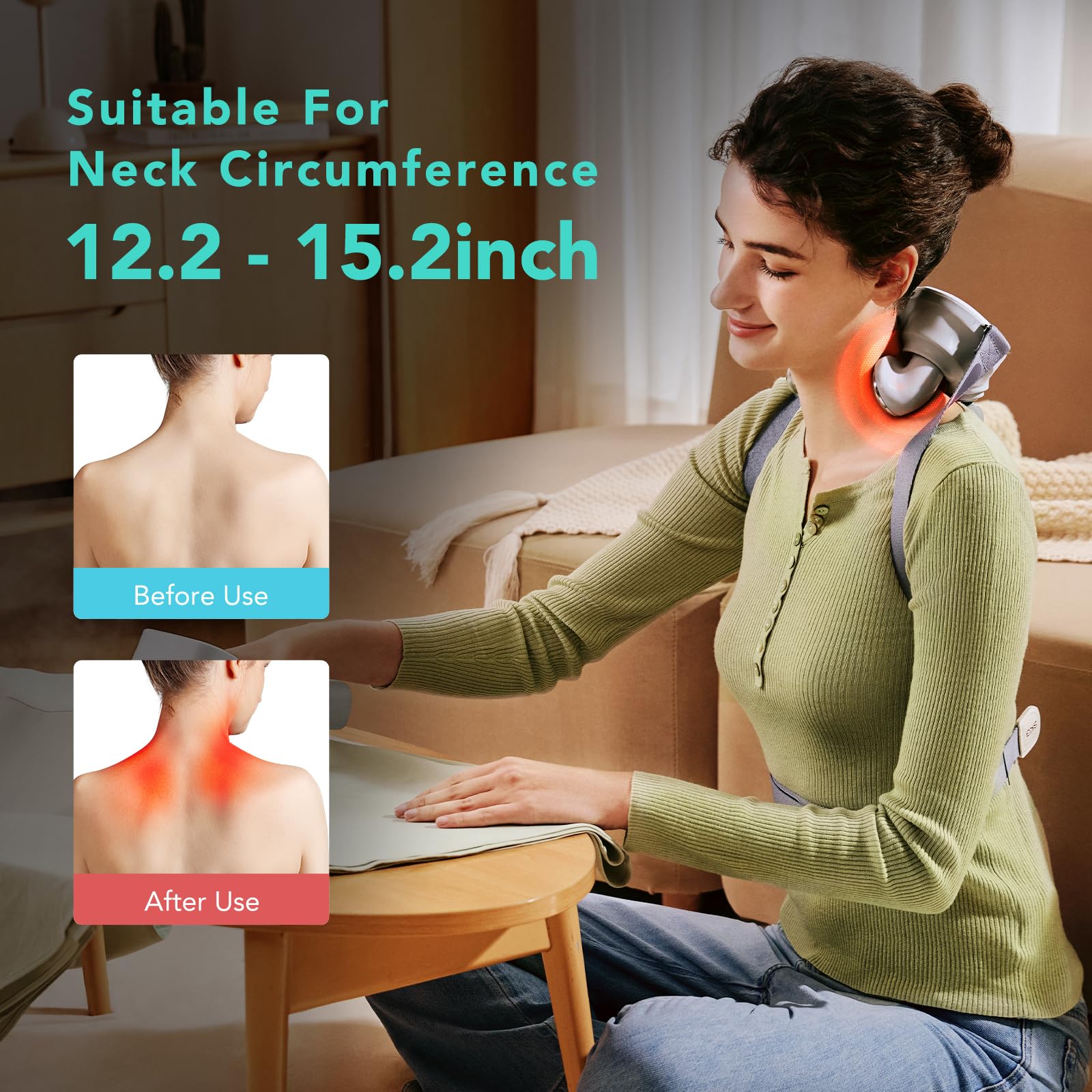 SKG 4D Electric Shiatsu Neck and Shoulder Massager with Heating - Deep Tissue Kneading for Pain Relief - Perfect Christmas Gift for Men, Women, Dad & Mom - Ideal for Office, Home Use and Travel Relaxation