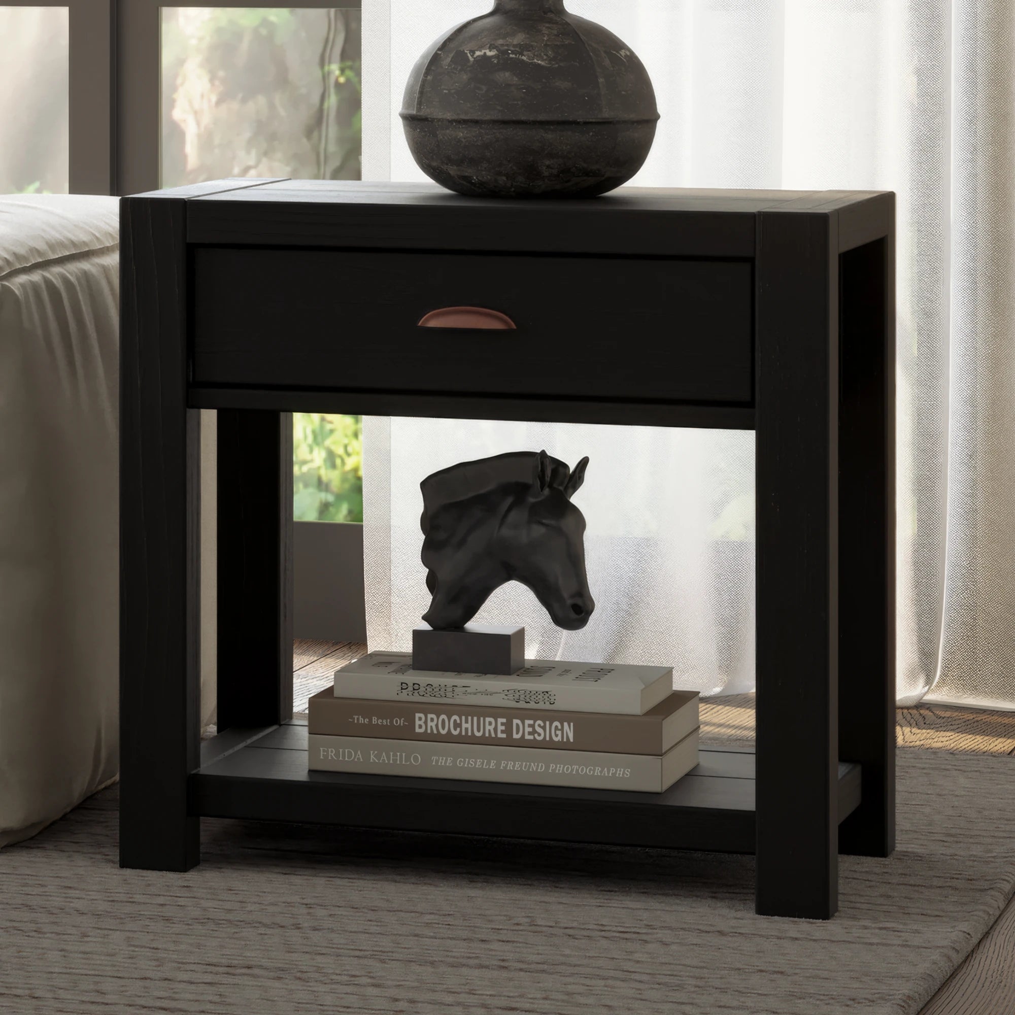 Modern Montauk End Table - Stylish Nightstand for Bedroom, Living Room & Office - Compact Side Table with Storage Shelf - Perfect for Small Spaces, Apartments & Dorm Rooms