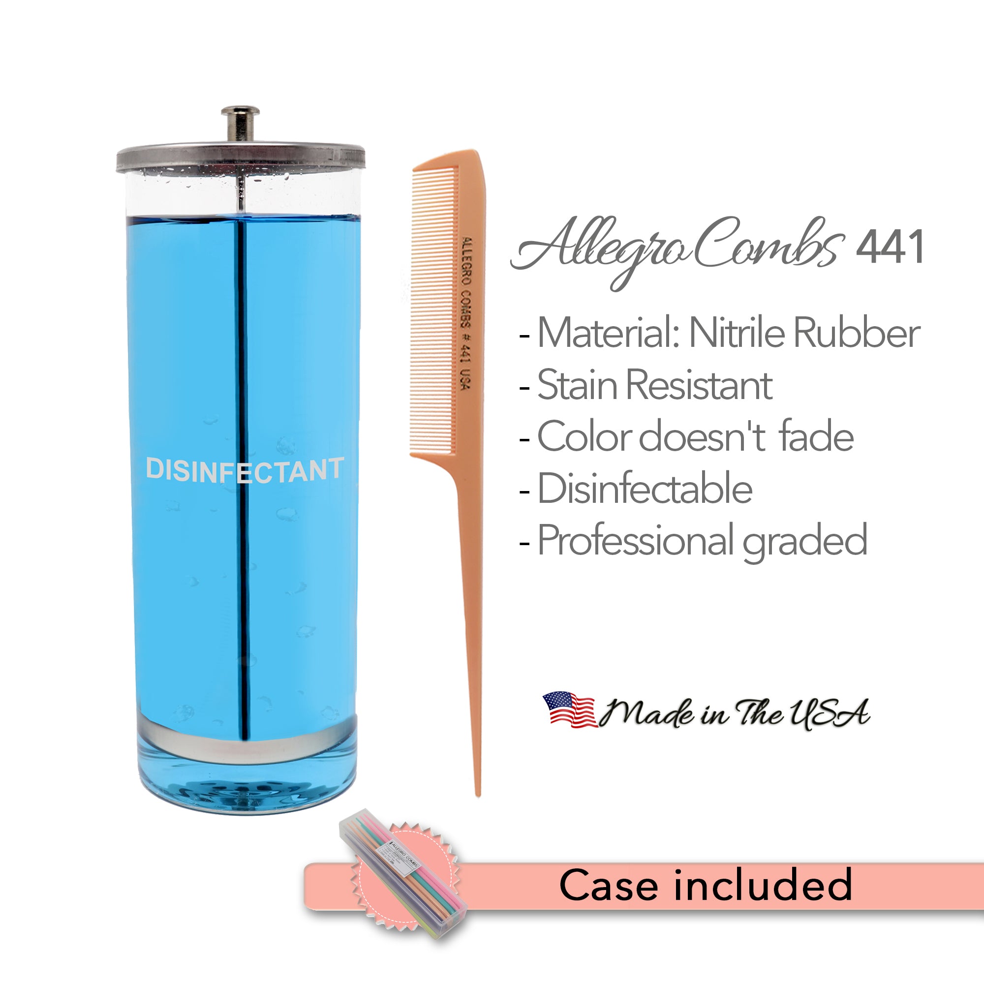 Allegro Combs 441 - 8.5 Inch Rat Tail Combs for Braiding & Hair Parting, Fine Teeth Styling Comb Set of 12 - Perfect for Salon Professionals, Hair Stylists & DIY Hairstyling at Home
