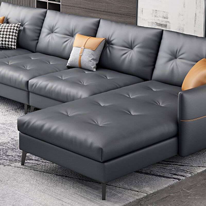 Premium Stain-Resistant Sectional Sofa with Tufted Split Back - Perfect for Living Room, Lounge & Family Gatherings