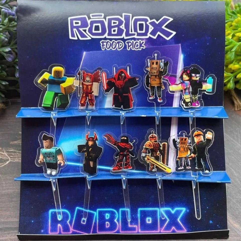 Acrylic Food Picks for Party Appetizers - Fun Roblox Themed Appetizer Sticks for Kids Birthday, Game Night & Snack Time