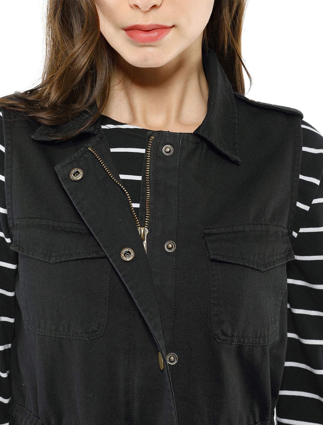 Allegra K Women's Sleeveless Zip-Up Utility Anorak Jacket - Lightweight Cargo Vest for Outdoor Hiking, Travel & Casual Wear
