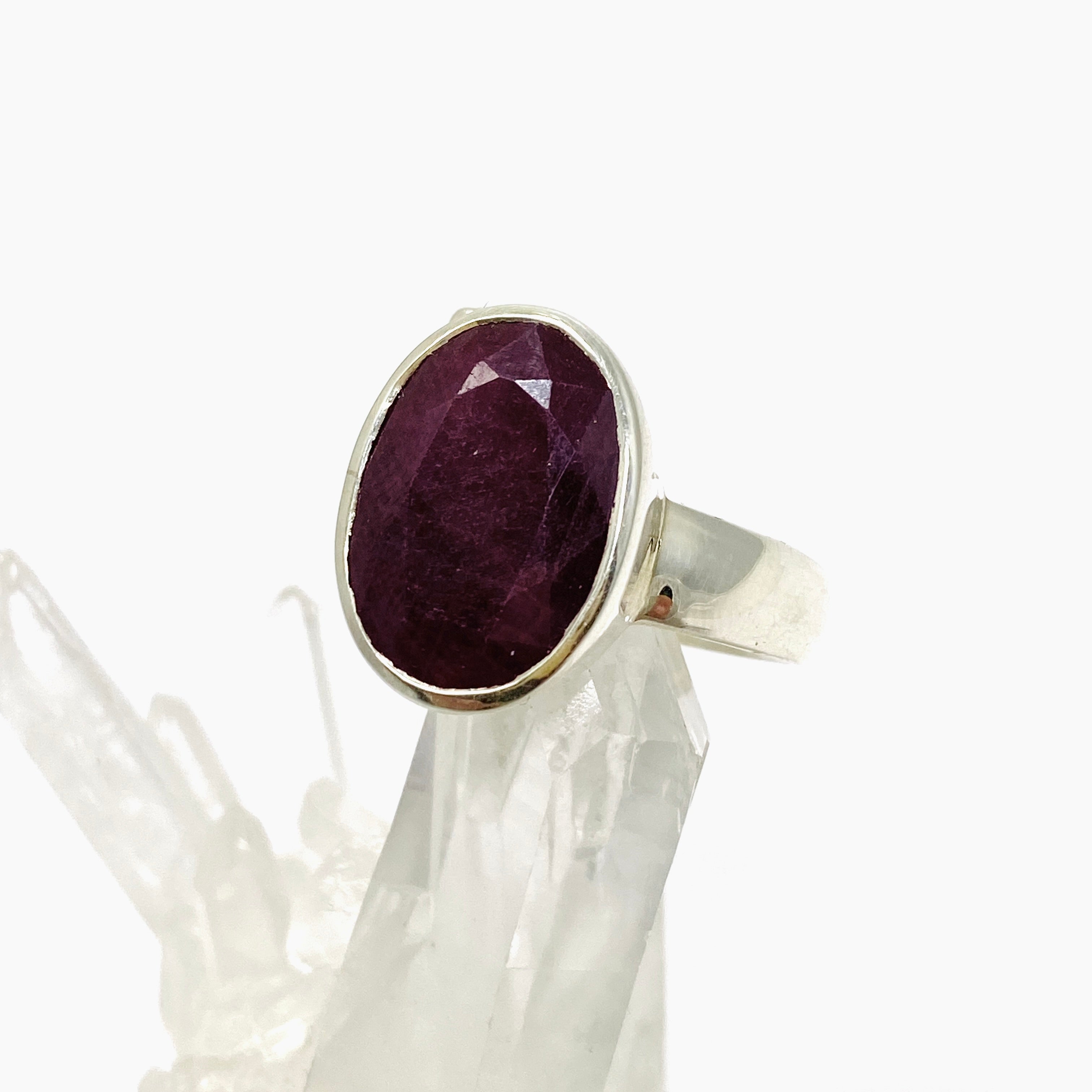 Ruby Oval Faceted Ring Size 11 - PRGJ821 | Elegant Gemstone Jewelry for Women, Perfect for Weddings, Anniversaries & Special Occasions