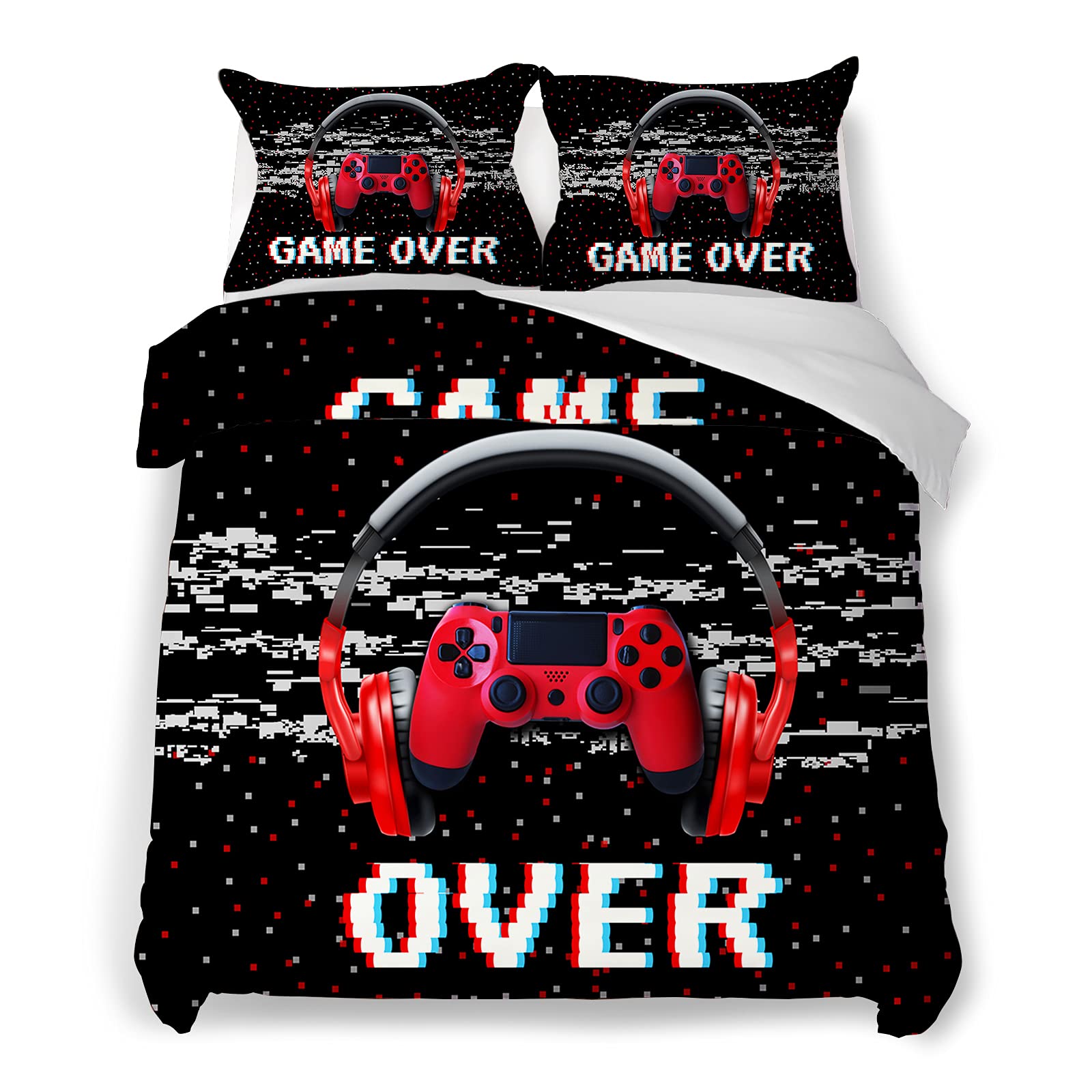 Jekeno Twin Duvet Cover Set with 2 Pillowcases - 68x90 Inches Colorful Printed Gaming Bedding for Boys & Girls - Perfect for Gamers' Bedroom Decor & Themed Sleepovers