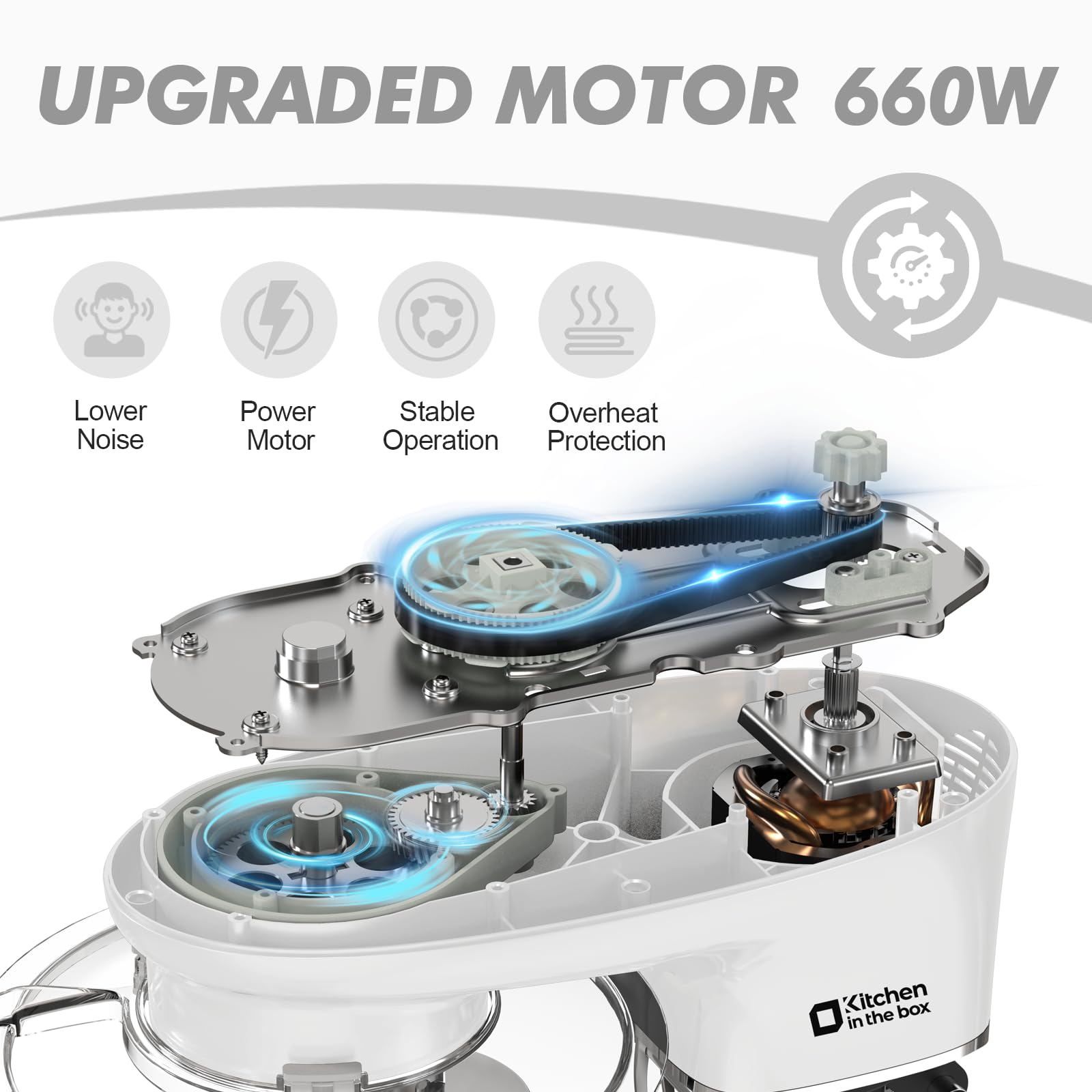 6.5QT 660W Stand Mixer - 6-Speed Tilt-Head Electric Kitchen Mixer with Dough Hook, Wire Whip & Beater - Dishwasher Safe (White) - Perfect for Baking Cakes, Cookies, Bread & More