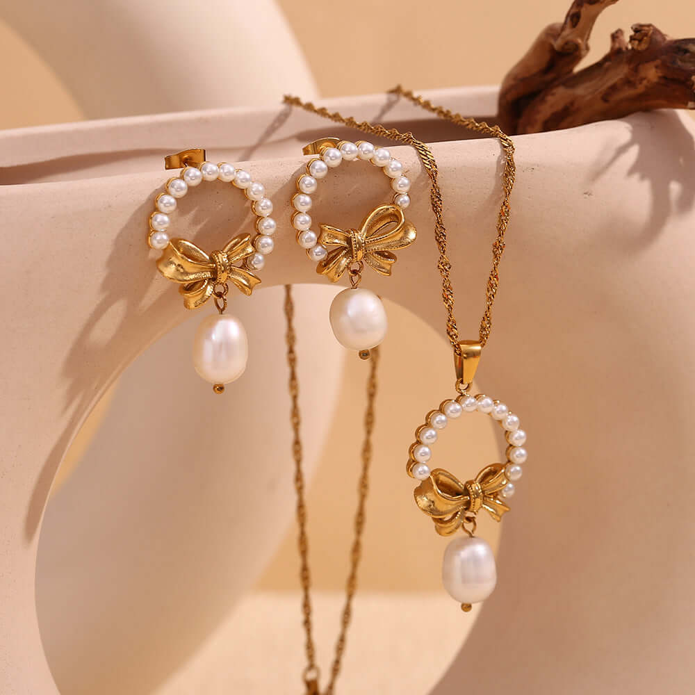 Elegant Pearl Bow Pendant Necklace for Women - Dainty Jewelry Gift for Her | Perfect for Weddings, Parties & Special Occasions | N3307