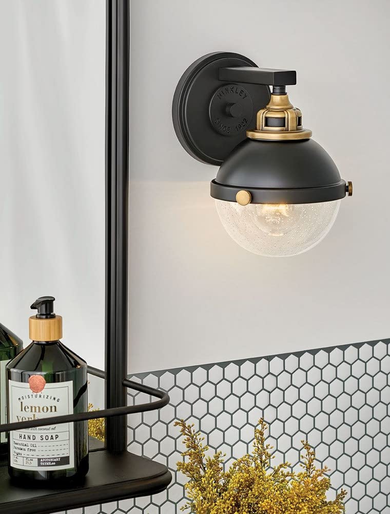 Black Finish Traditional Industrial 1-Light Bathroom Vanity Light - Wall Mounted Sconce for Bathroom, Powder Room & Interior Decor - Model 81-Bel-4160078