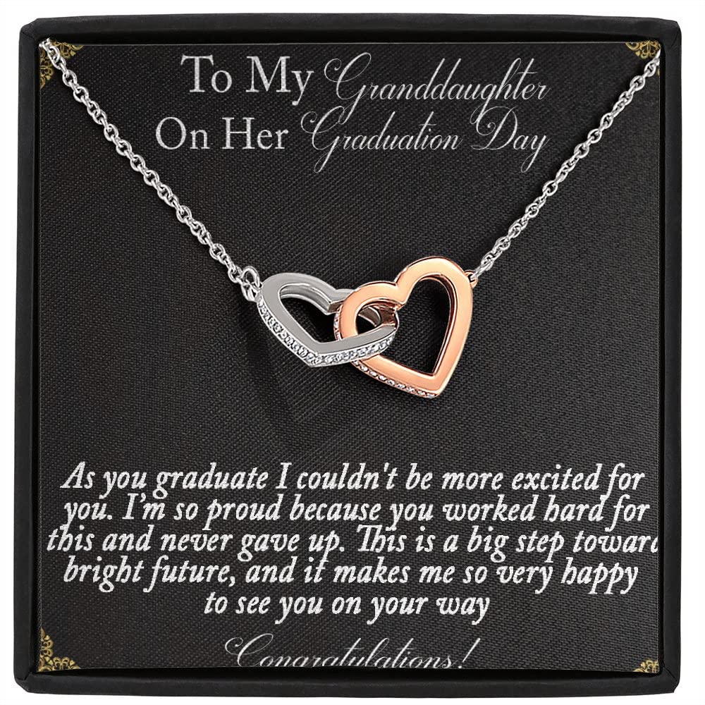 Interlocking Hearts Necklace - Graduation Gift for Granddaughter, College & High School Class of 2022 - Jewelry with Message Card - Perfect for Commencement Ceremonies & Special Celebrations
