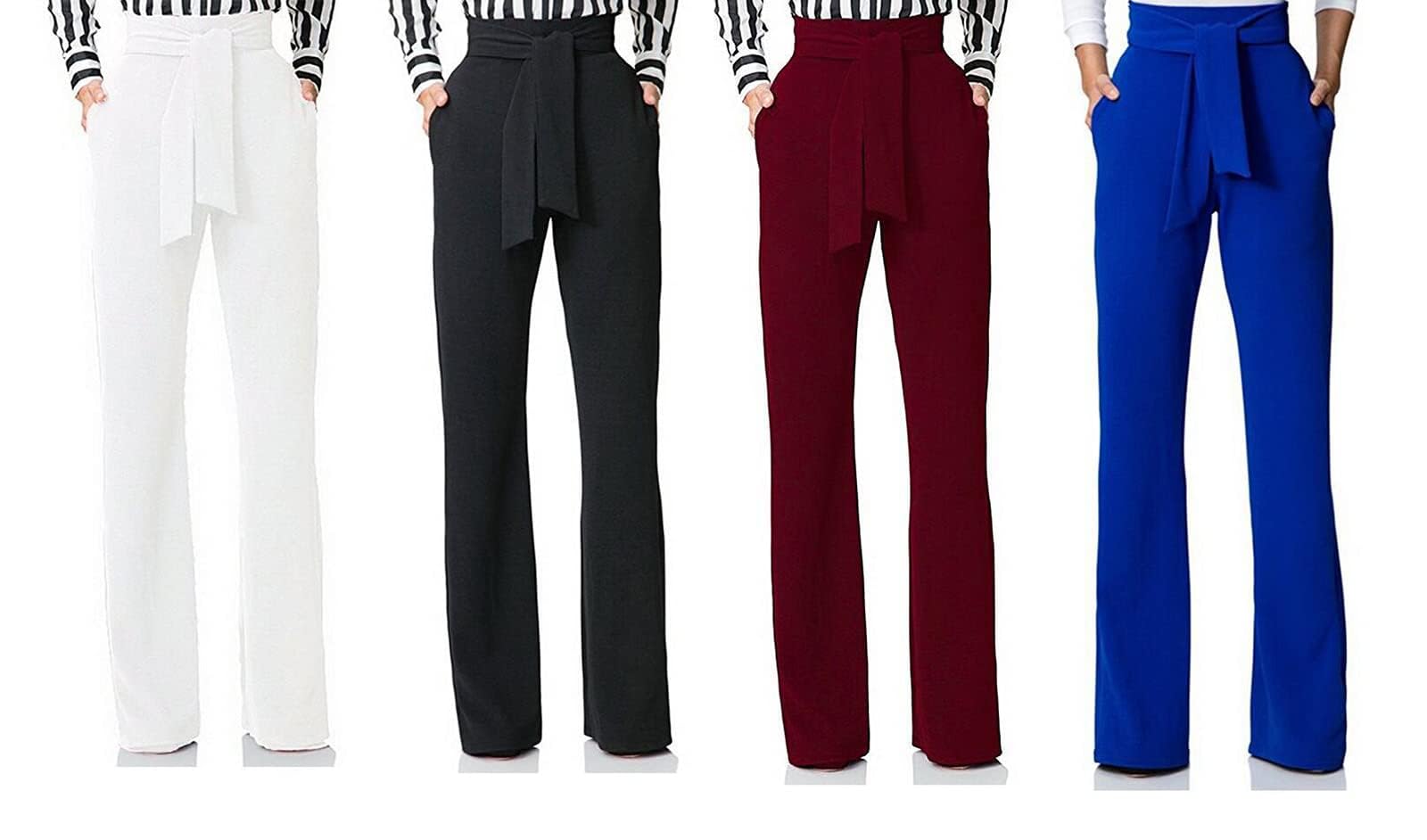 LKOUS Women's Stretchy High Waisted Wide Leg Dress Pants - Professional Business Office Work Pants for Women - Perfect for Formal Meetings, Corporate Events & Office Wear
