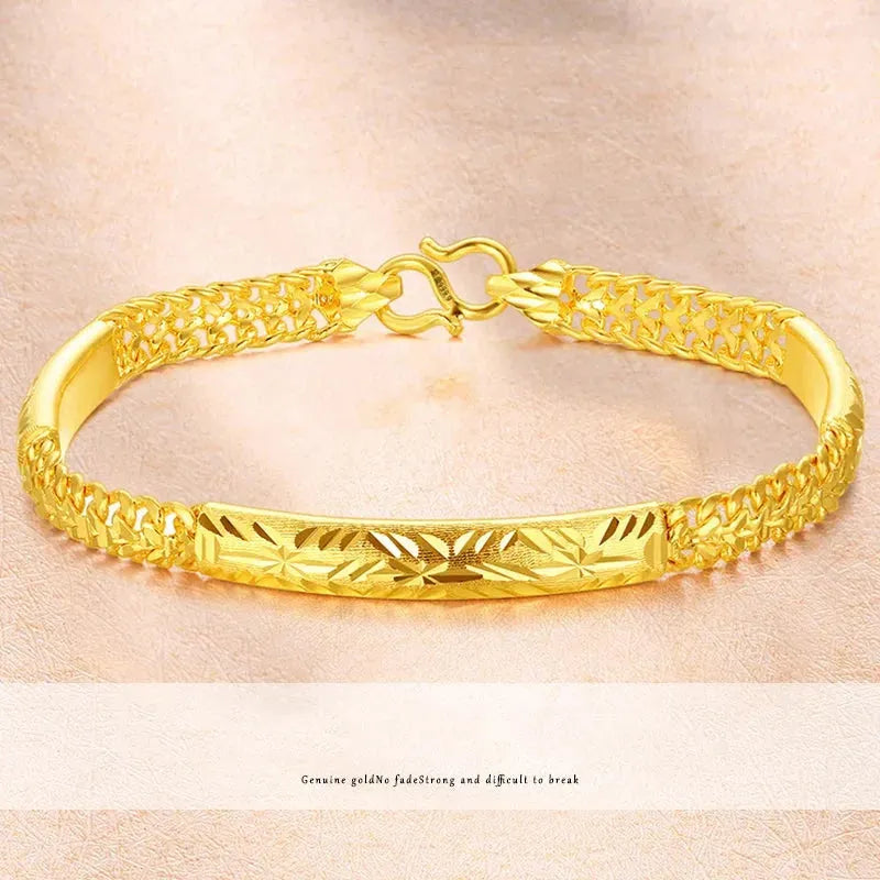 24K Pure Gold Bracelet for Women - 999 Solid Real Gold Bangle, Elegant & Romantic Classic Jewelry Gift for Anniversary, Valentine's Day & Special Occasions