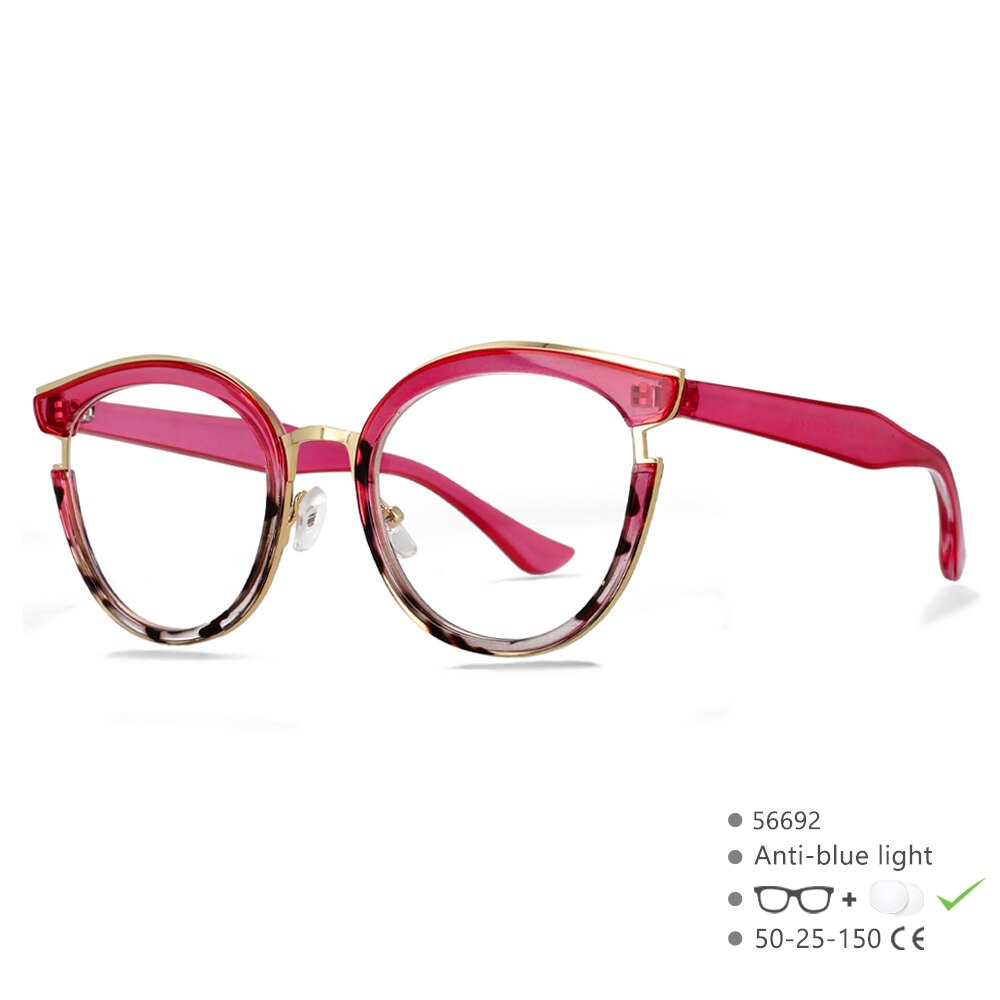 CCspace Women's Full Rim Cat Eye Titanium Eyeglasses Frame 56692 - Lightweight & Durable Eyewear for Work, Reading & Fashion