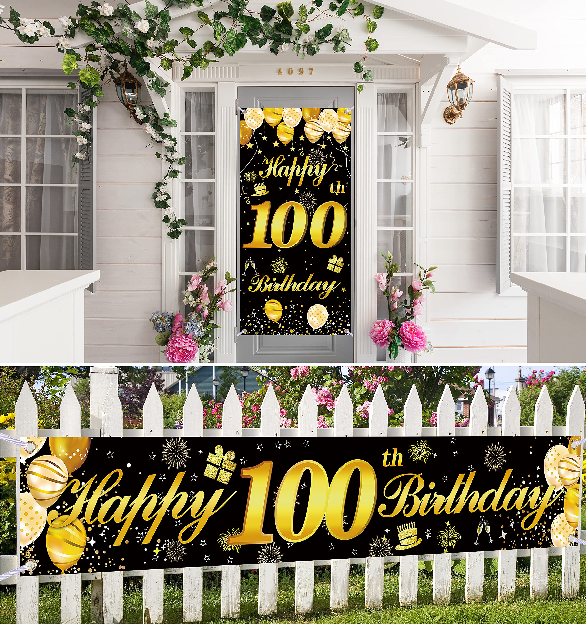 100th Happy Birthday Banner - Large Birthday Party Decorations for Men - Premium Door & Wall Decor - Perfect for Milestone Celebrations, Anniversaries & Special Events