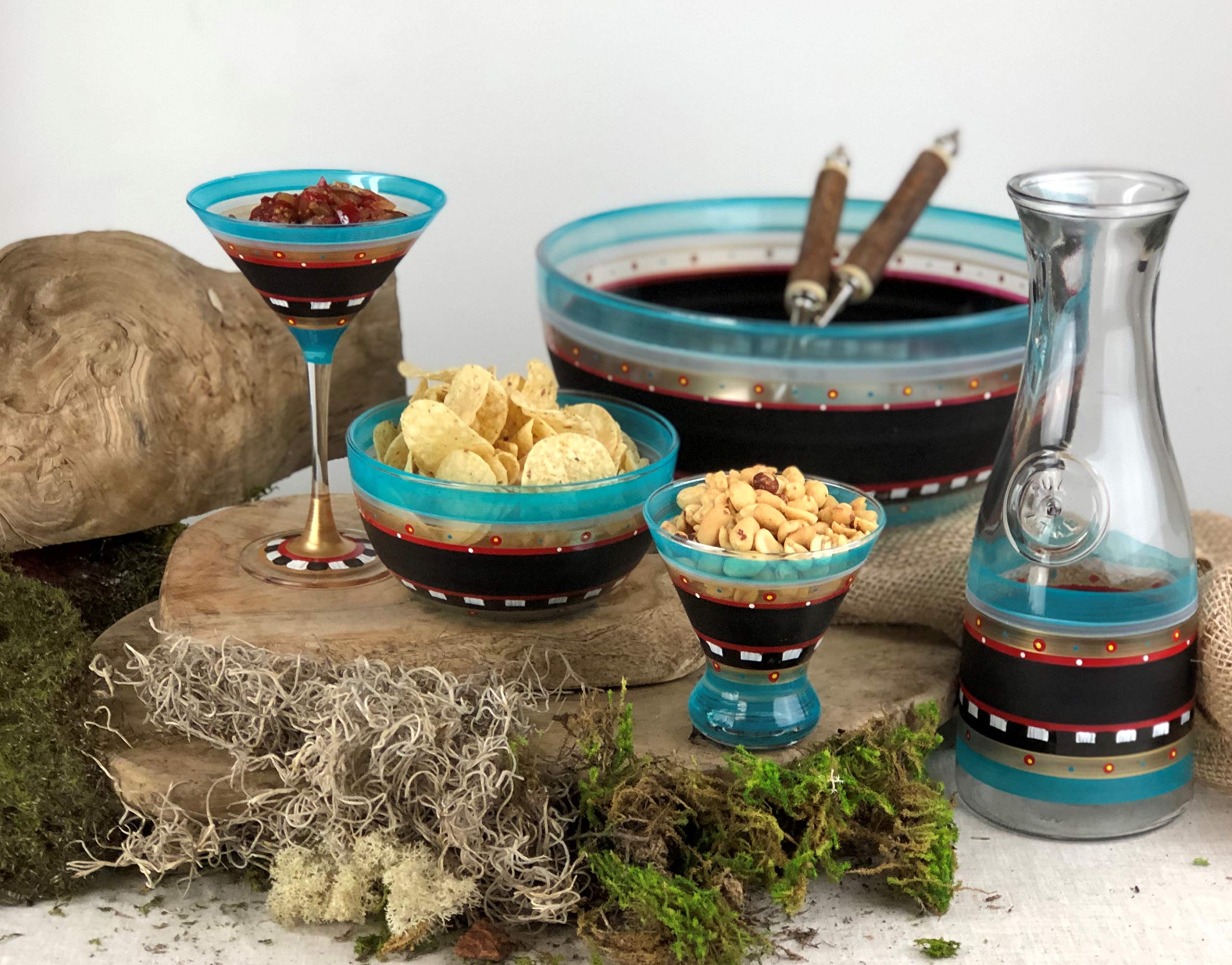 Hand Painted Moroccan Mosaic Glass Carafe - Unique Chalkboard Surface Kitchen Decor - Personalized Chalk Writing Tabletop Decoration by USA Artists | Perfect for Home Décor, Gift Giving & Entertaining