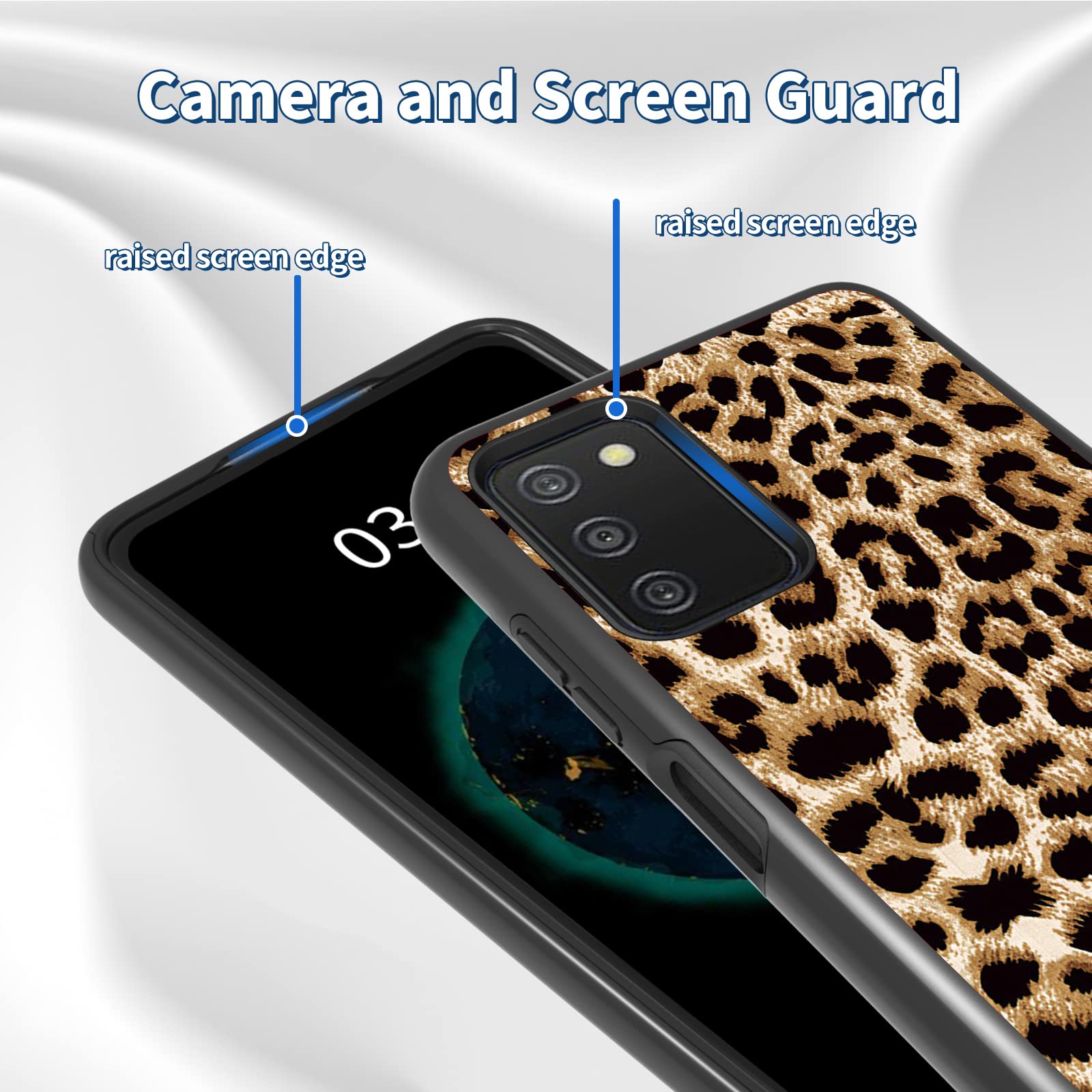 Samsung Galaxy A03S Case 6.5 Inch (2021) - Hybrid Dual Layer Shockproof Protective Cover with Hard PC & Soft TPU | Leopard Print Design | Perfect for Daily Use, Outdoor Activities & Travel Protection