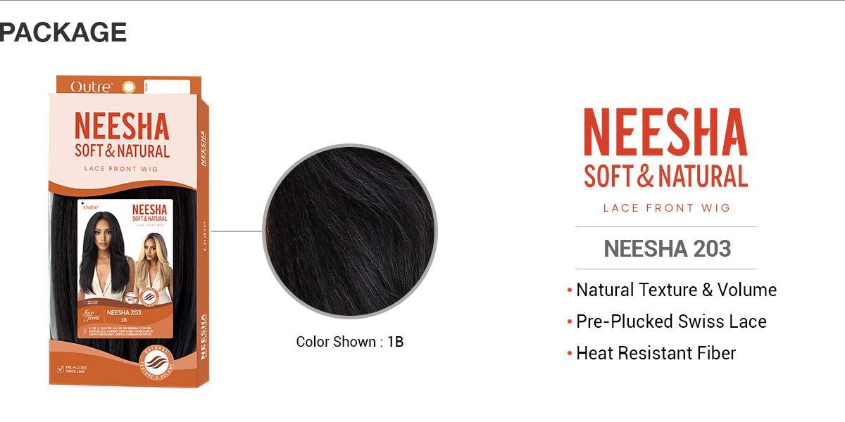 Outre Soft & Natural Lace Front Wig Neesha 203 - Breathable HD Lace Human Hair Wig for Black Women | Perfect for Daily Wear, Cosplay & Special Occasions