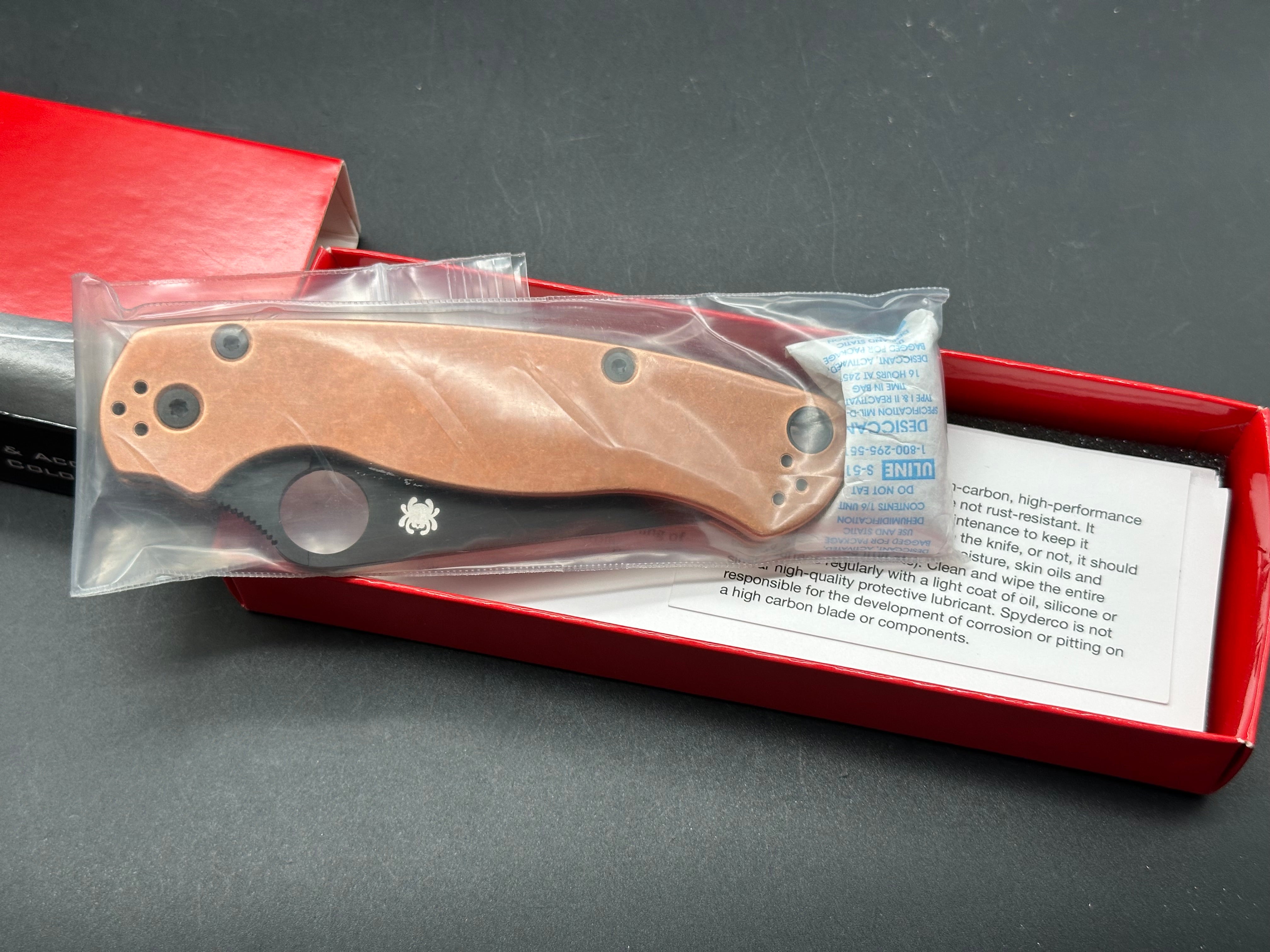 Spyderco Para 2 Folding Knife - Brand New in Box - Copper Rex45 Steel Blade - EDC, Camping & Outdoor Survival Tool