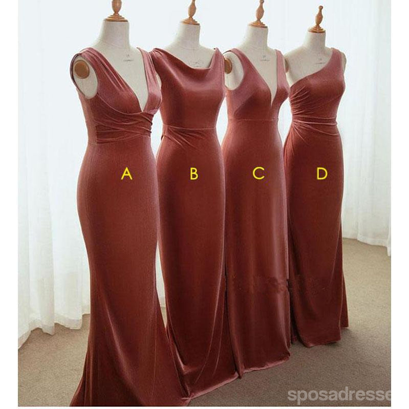 Mismatched Mermaid Dusty Rose Long Bridesmaid Dresses - Elegant Formal Gowns for Weddings & Special Occasions, WG1155