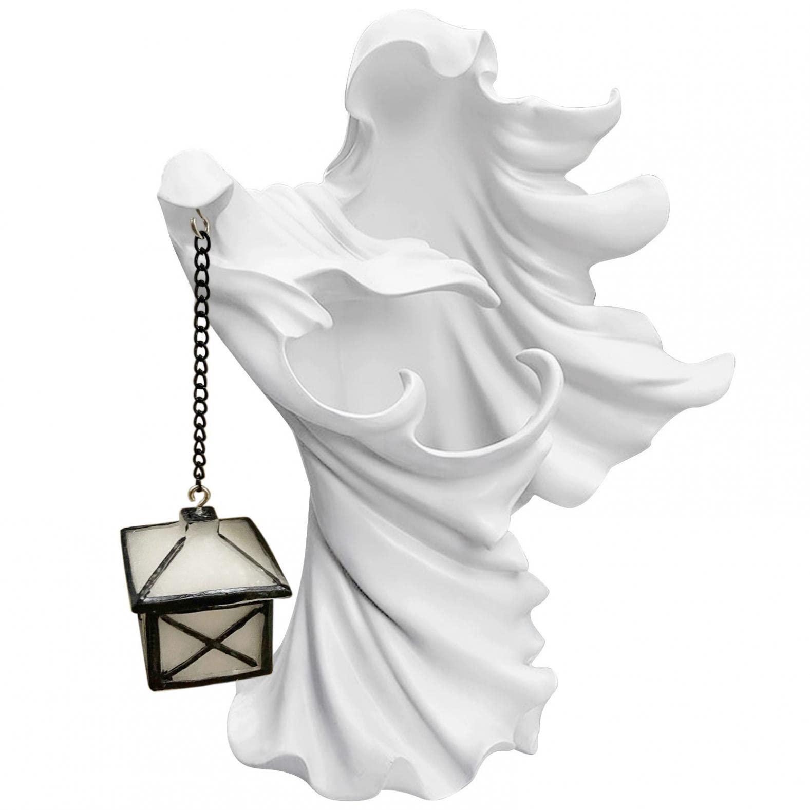 2022 New Hell's Messenger with Lantern - Vintage Halloween Faceless Ghost Sculpture, Realistic Resin Ghoul & Witch Decor for Garden, Party, Yard - Spooky Outdoor & Indoor Halloween Decoration (White)