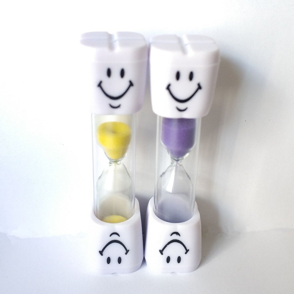 5-Piece 2-Minute Colorful Smiley Sand Timer Set for Kids Toothbrushing - Fun Motivational Dental Care Tool for Bathroom, Classroom & Home Use (5 Bright Colors)