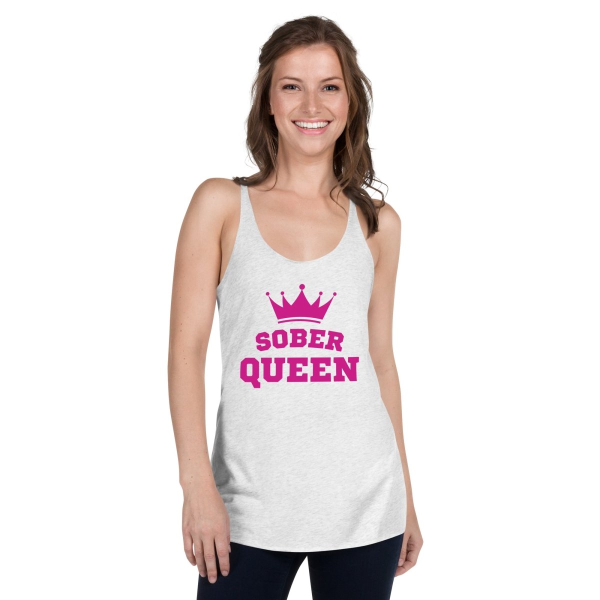 Sober Queen Strength Racerback Tank Top for Women - Workout, Gym & Yoga Activewear - Perfect for Fitness, Running & Everyday Wear